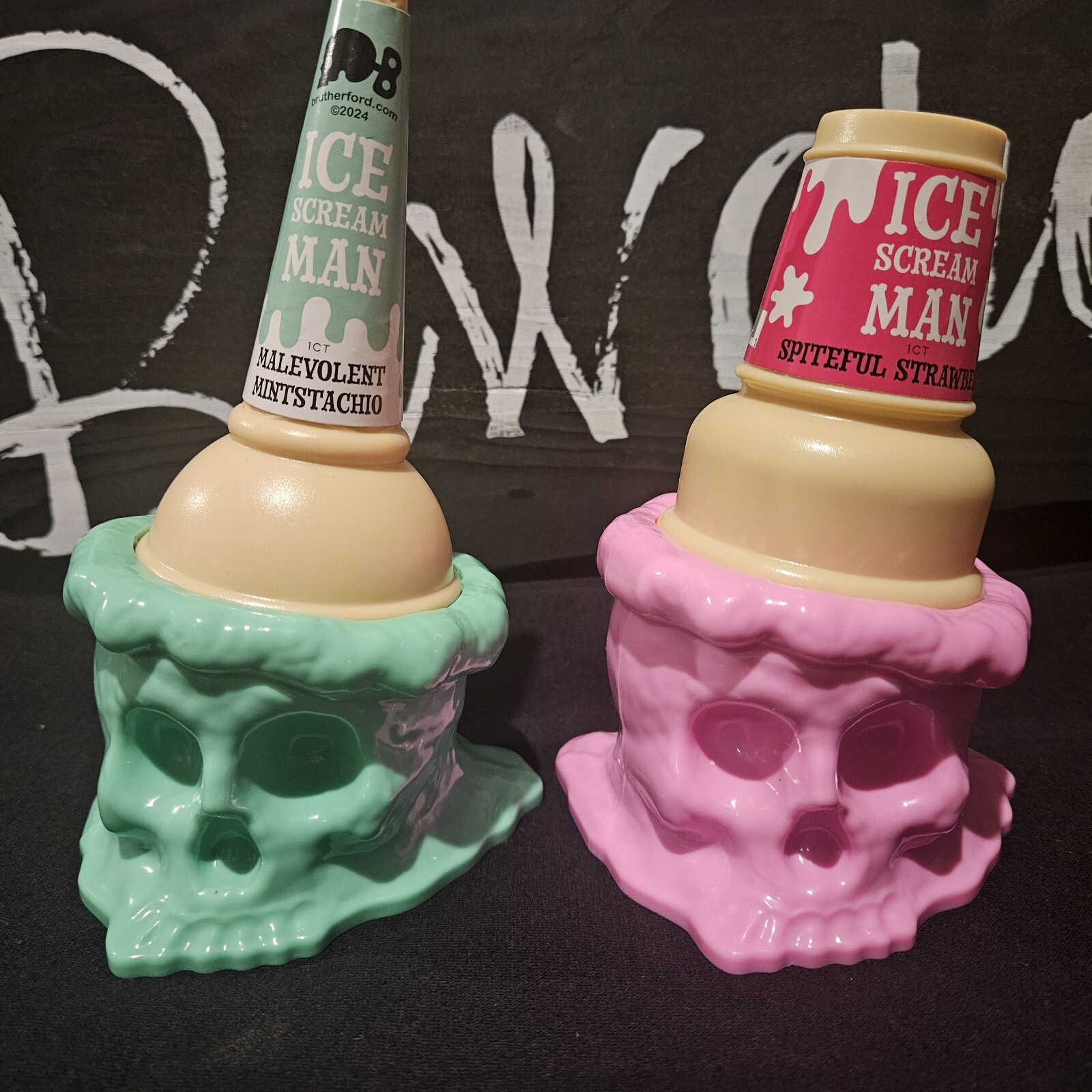 Ice Scream Man Set of 2 by artist Ryan Rutherford Mint & Strawberry