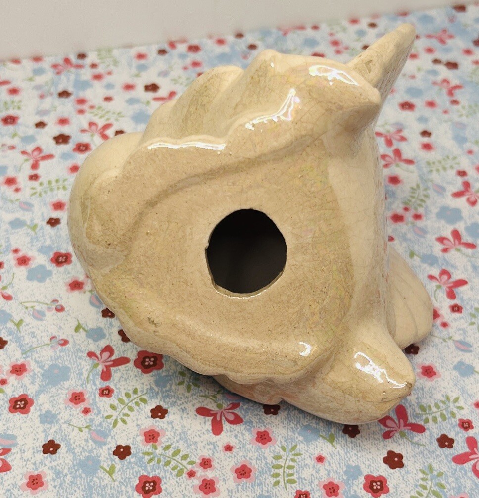 Vintage Fantail Dove Pigeon Ceramic Crackle Pearlized Glaze Figurine 3.75″(H)