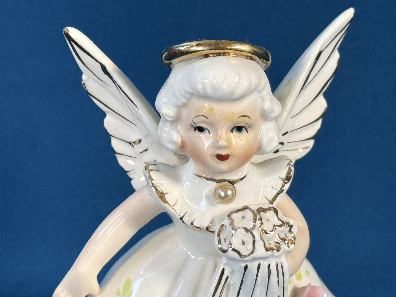 VTG SR June Girl Angel Birthday Pearl Health Ceramic Figurine Japan