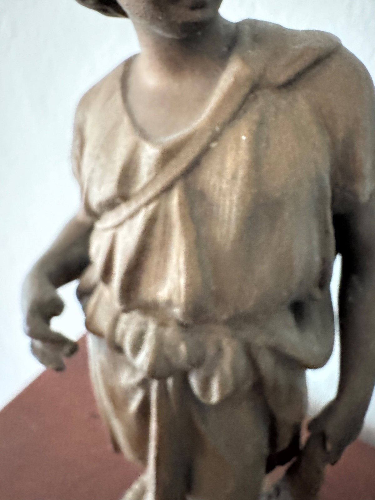 Antique Roman Male Figurine Statue Sculpture Spelter Metal 13″ Tall