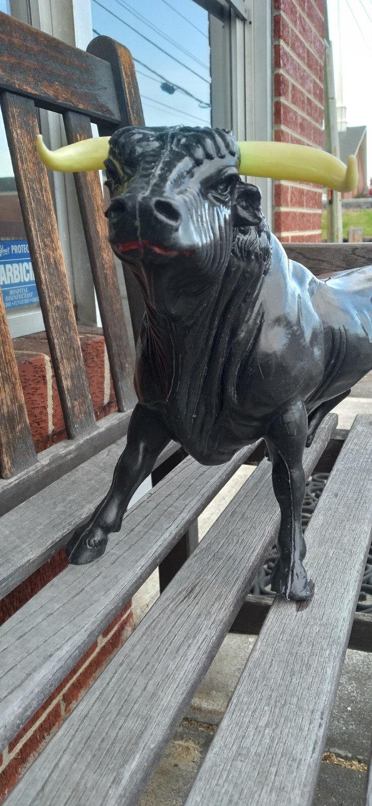 Vintage 70s Black Hard Plastic Matador Bull Figure 20 in x 11 in ♉ Taurus RARE