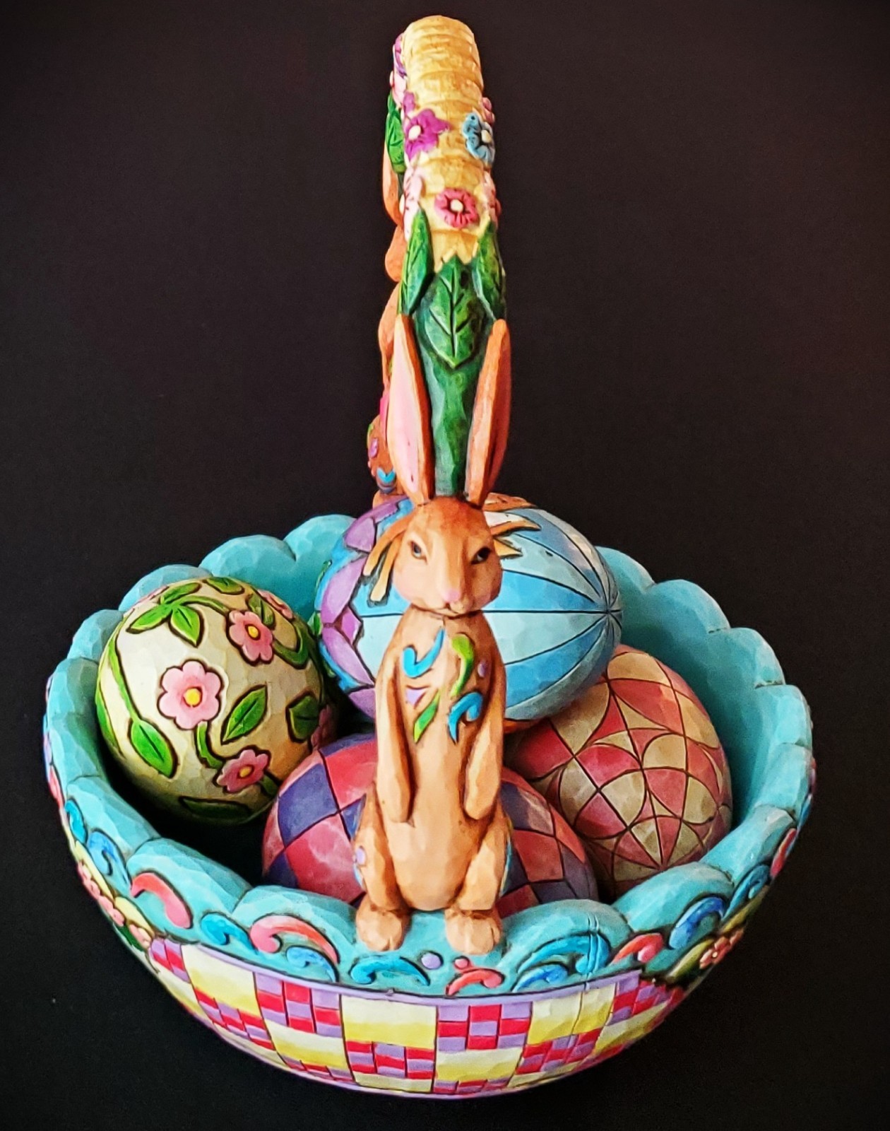 Jim Shore Heartwood Hunting Eggs Finding Joy Easter Basket with Eggs 4007945