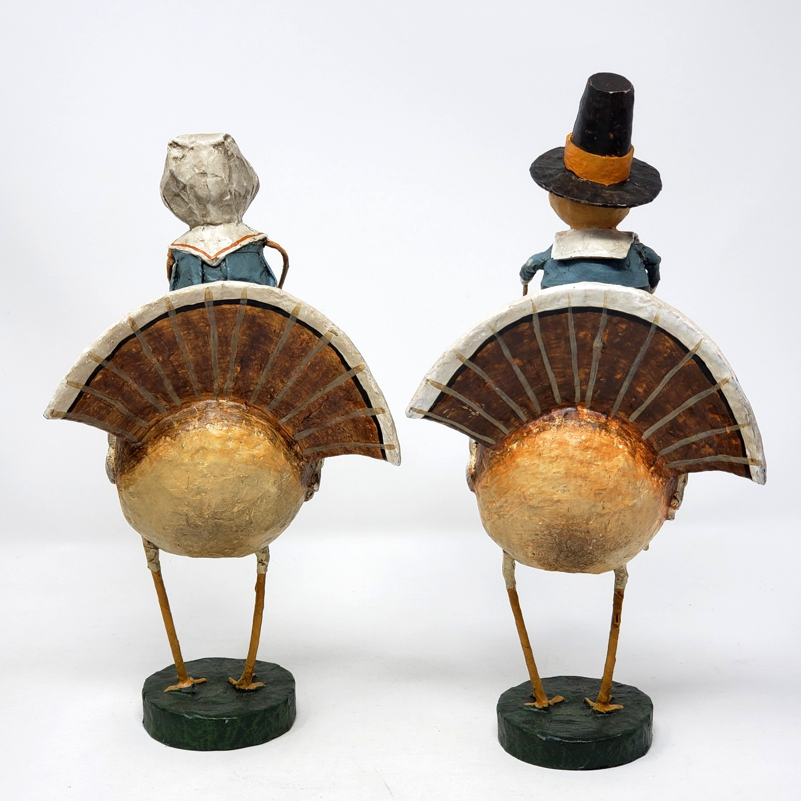 Lori Mitchell Tom And Goodie On Turkey Gobblers Figurine Set Of 2 Folk Art