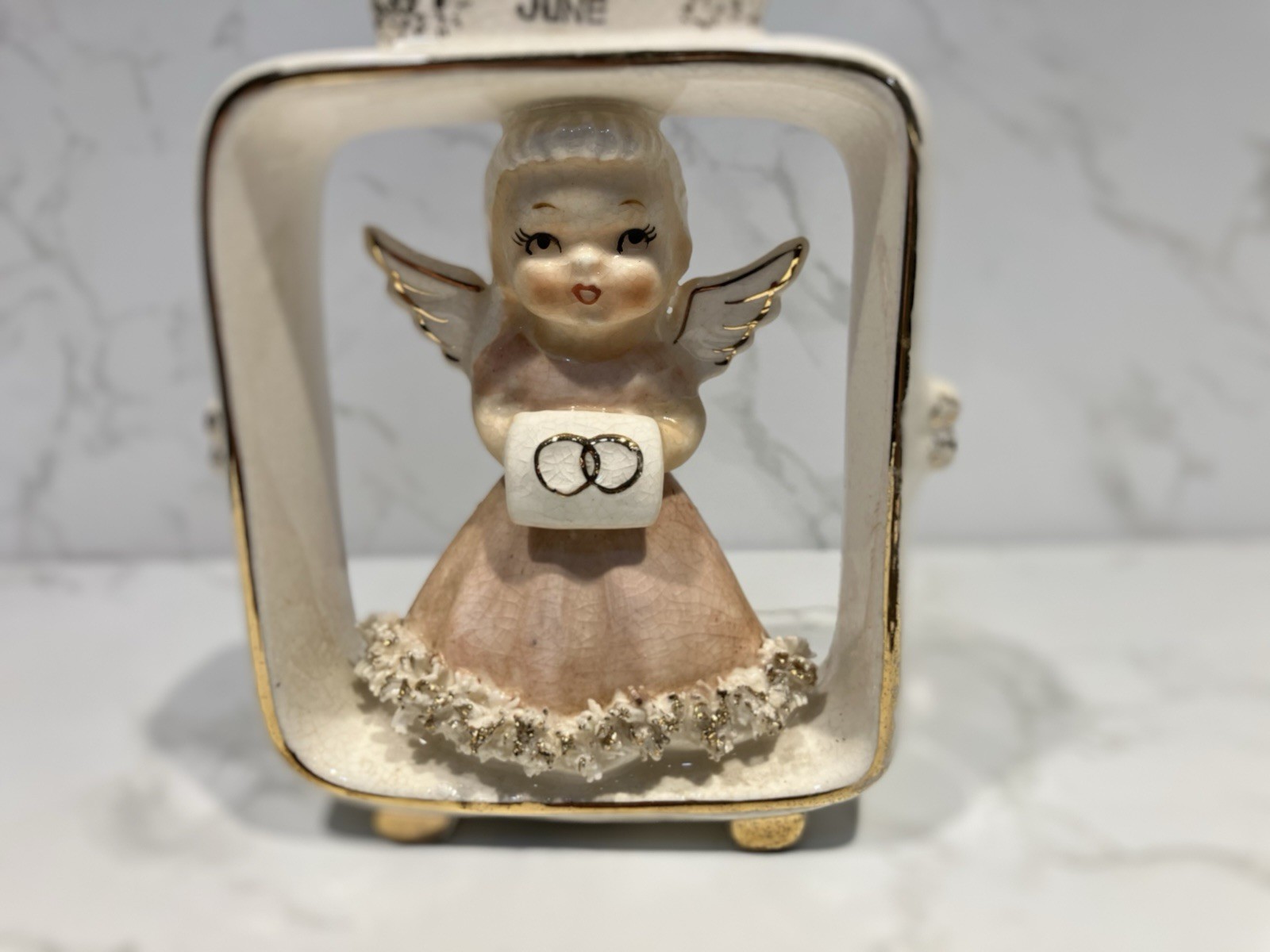 Geo Z Lefton June Child Angel Of The Month 1955 Porcelain Figurine Vintage