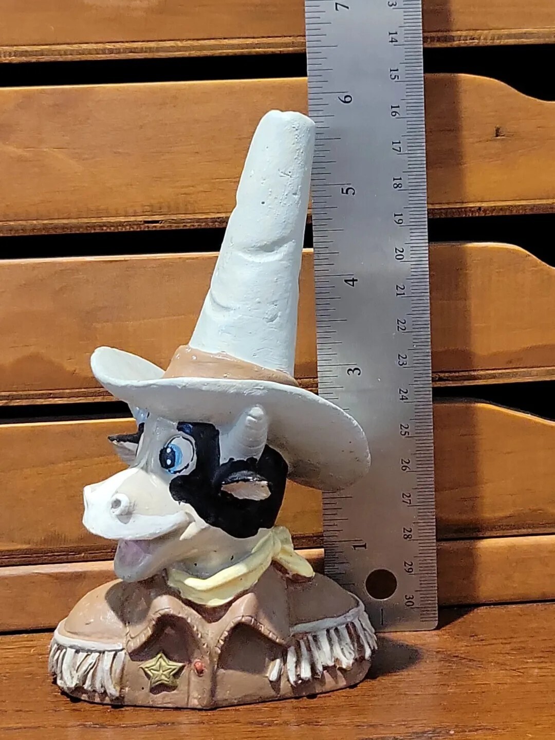 Vintage Figurine Cowboy Bull Sheriff Resin Collectors Made in China 5.75 Inches