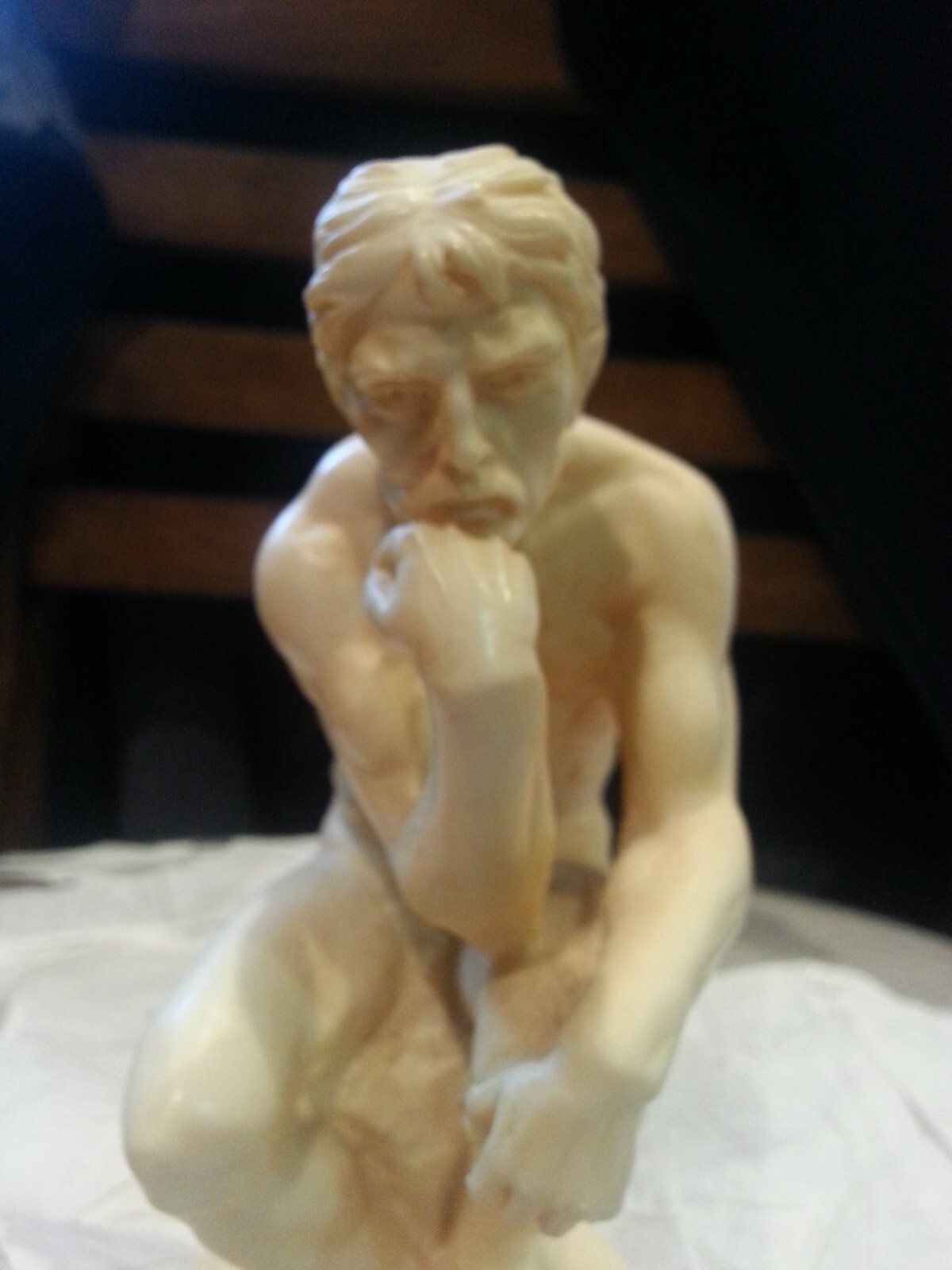 Vintage signed A. SANTINI Italian “Thinking Man” Resin Made Nude Classic Figure