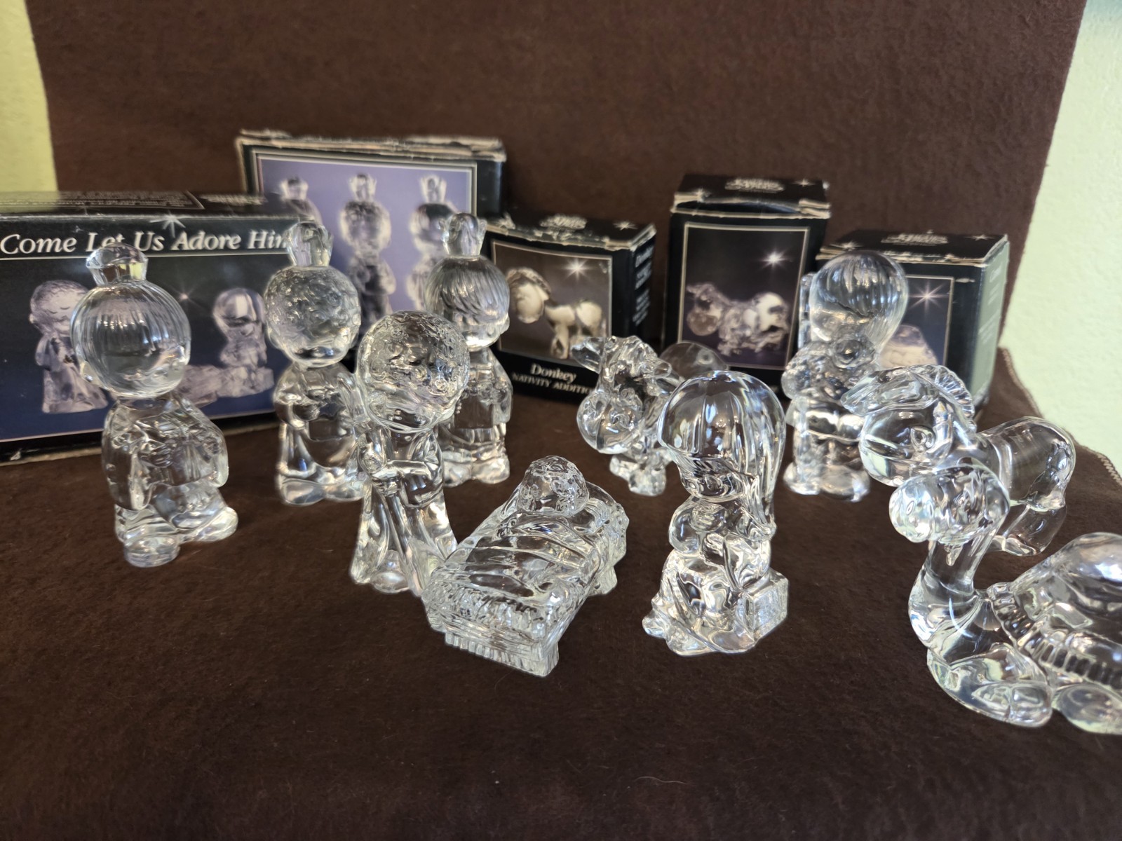 Vintage Precious Moments Crystal Clear Nativity Set Religious Set 10 Pieces