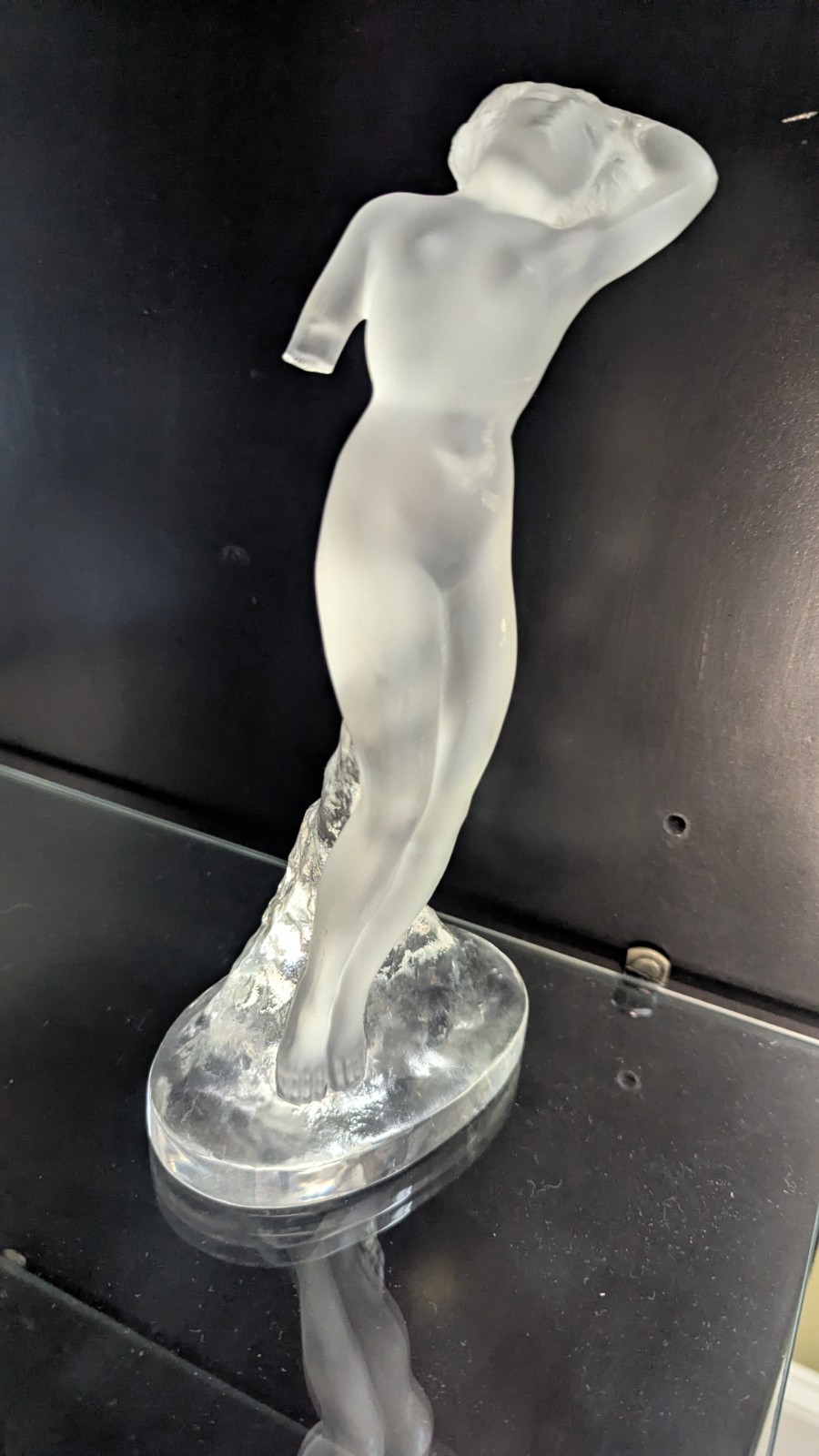 Lalique France “Tête Penchée” Frosted Crystal Nude Figure – 10″ Art Deco Sculptu
