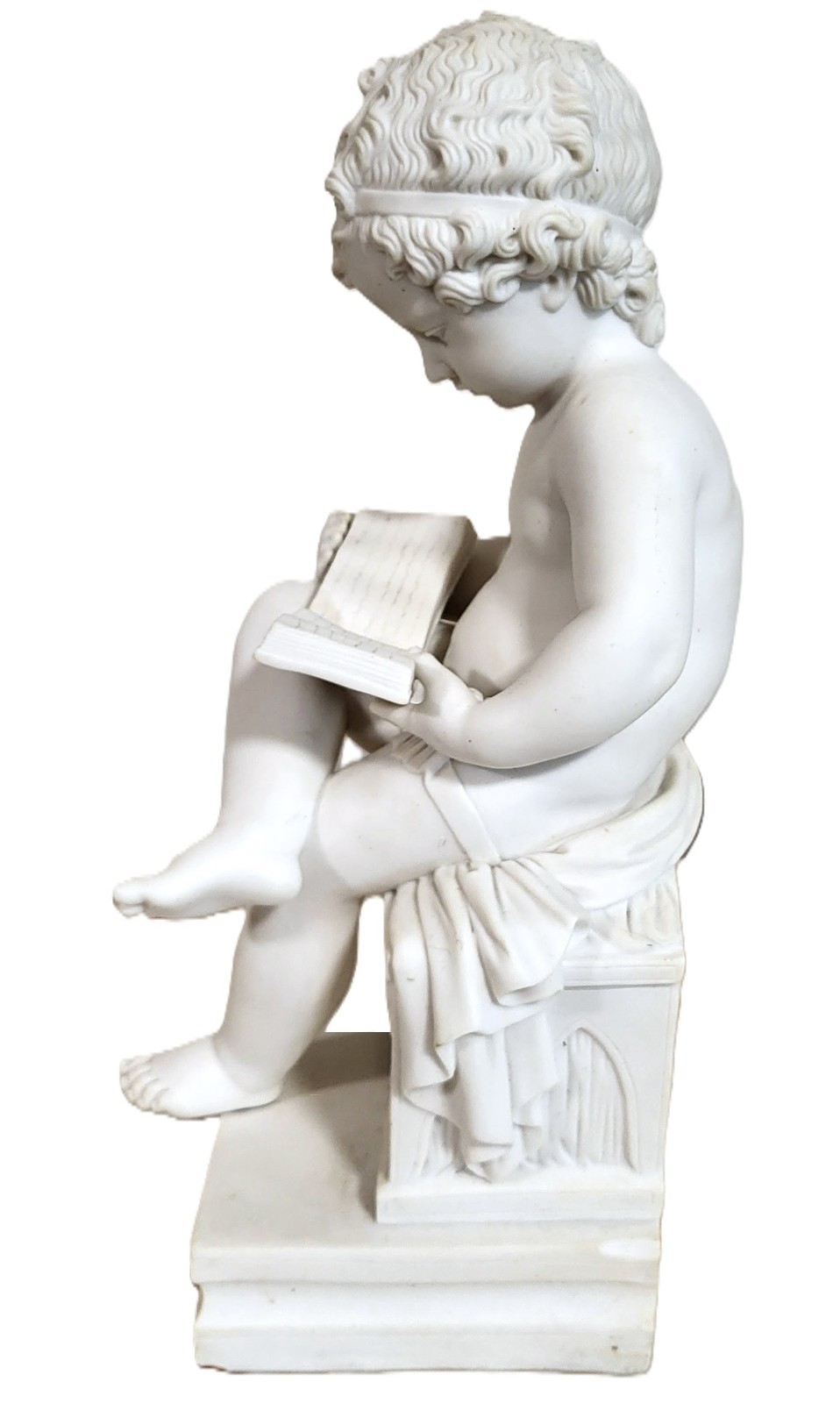 PAIR Antique FRENCH White BISQUE Porcelain PUTTI Baby CHERUBS Sculpture FIGURES