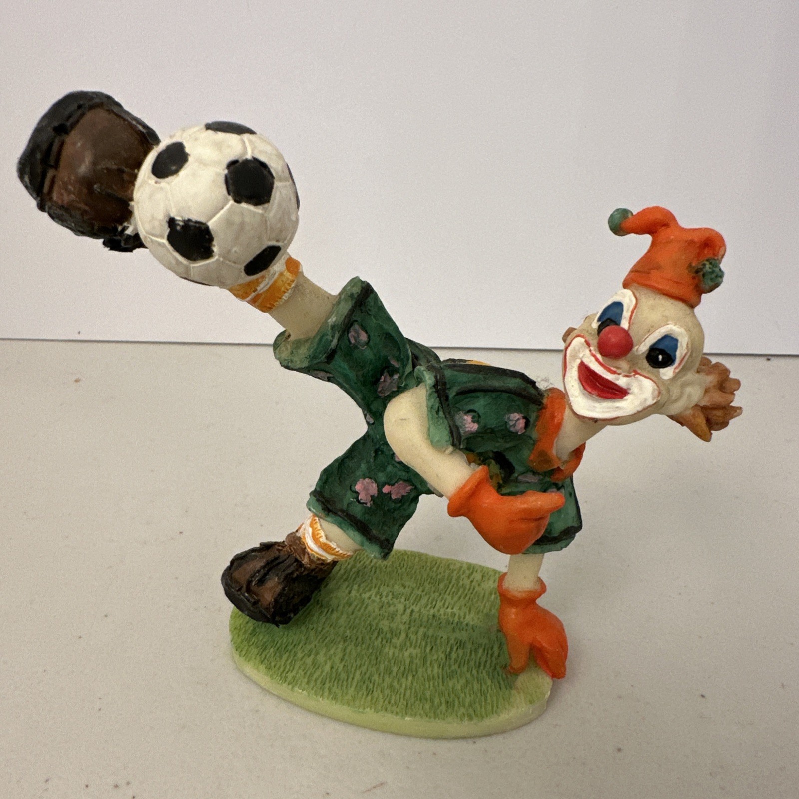 Vintage Set Of 3 Sports Clowns Baseball Soccer Resin 4”