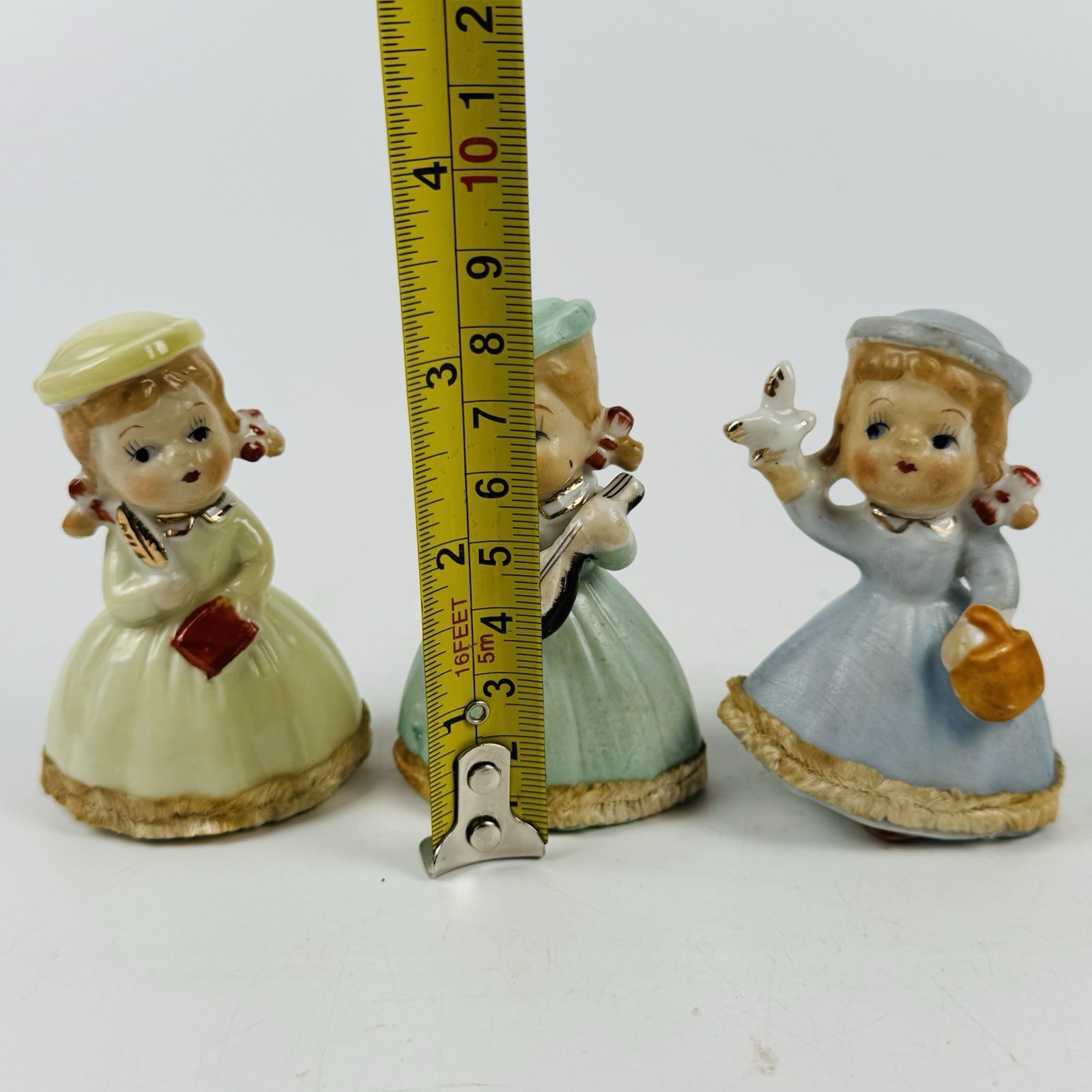 Vintage Japan Girl Figurines Set of 3 School Girls Musical Ceramic Figures