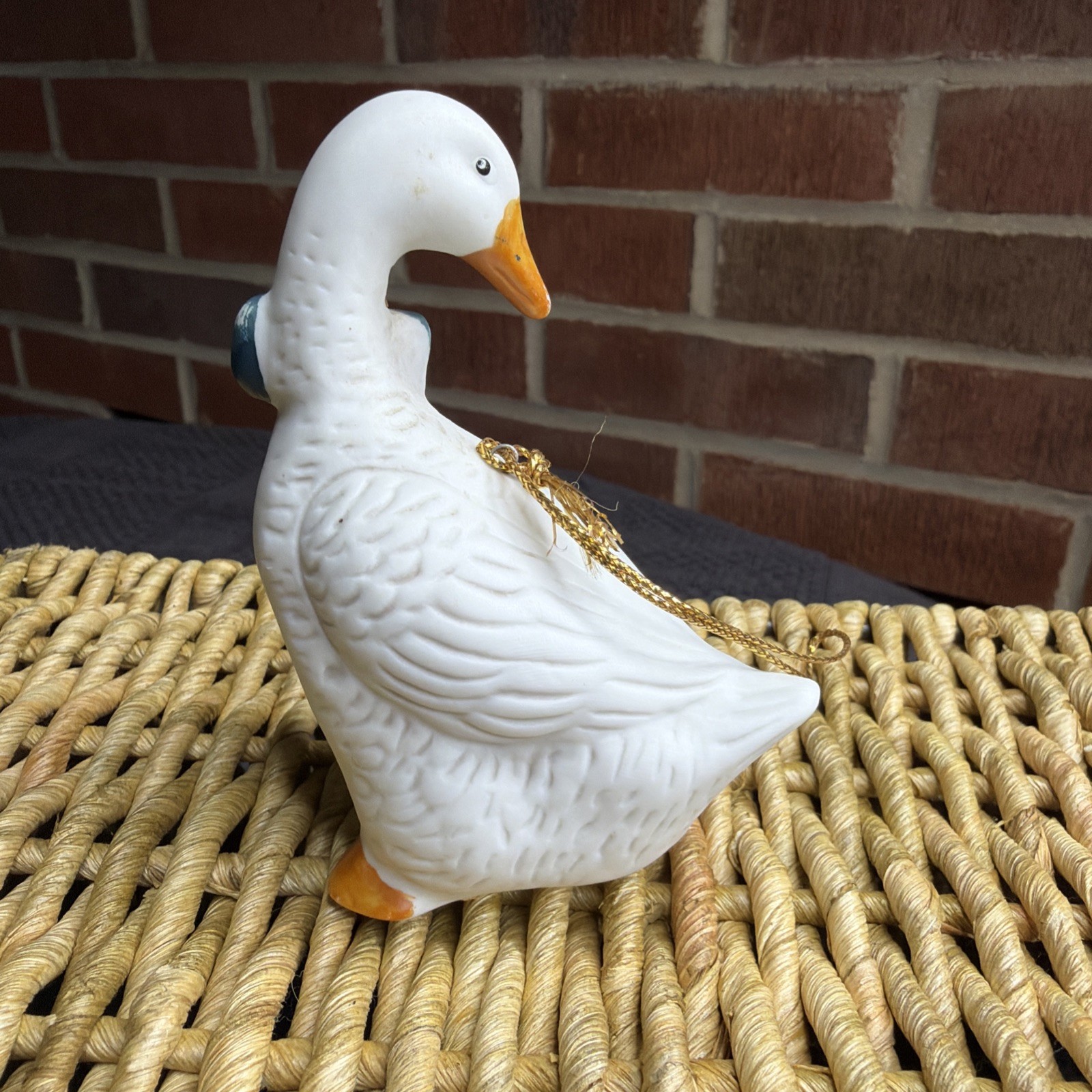 Blue And White Goose Ornament Figurine Vintage Cottagecore