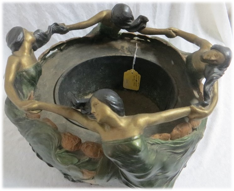 La Ronde Circle of Women Sculpture Planter Louis Eugene Maurel 1900 Paris