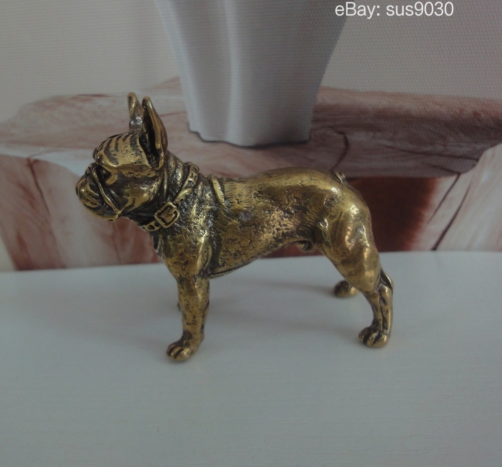 Vintage Solid Brass French Bulldog Figurine Statue Home Ornament (2.36″x2.25″)