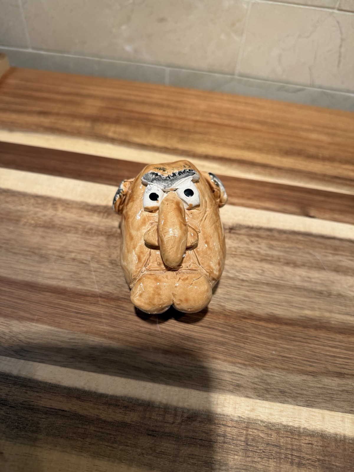 Oddity Handmade Unfinished Old Man Face Ceramic Figurine