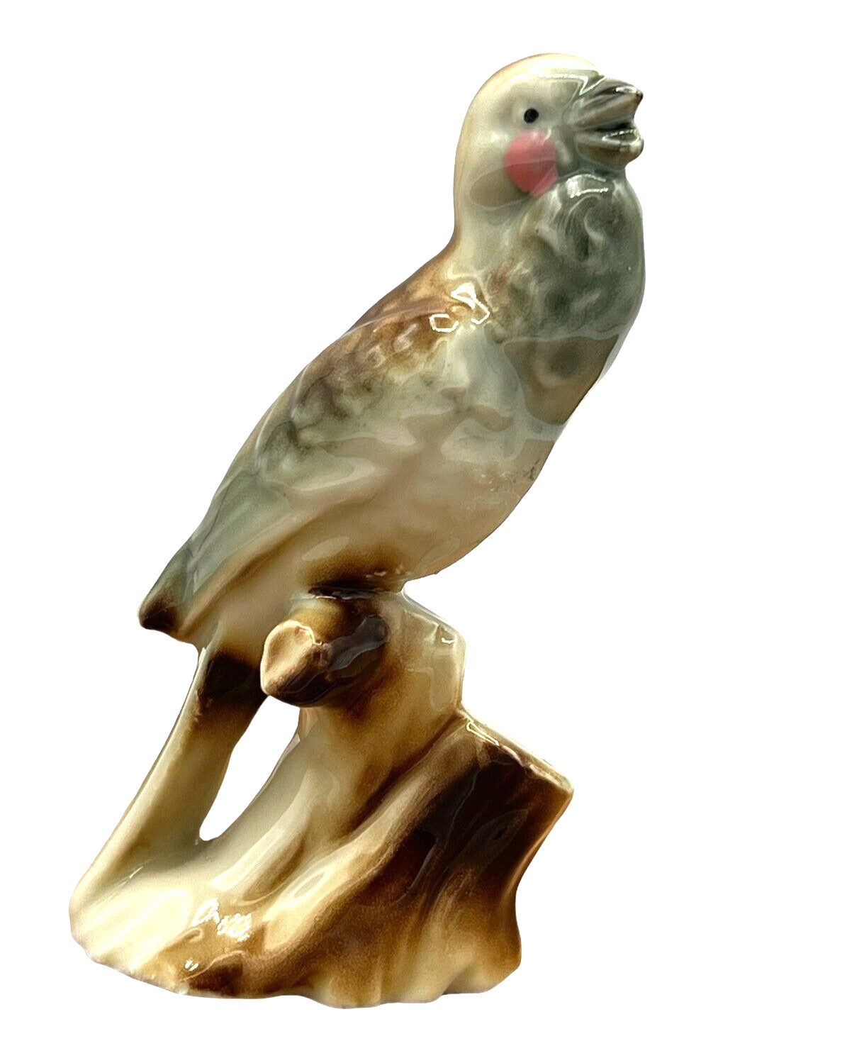 Japan Brown and Blue Bird Figurine Porcelain Statue Figure 4.5″ Vintage
