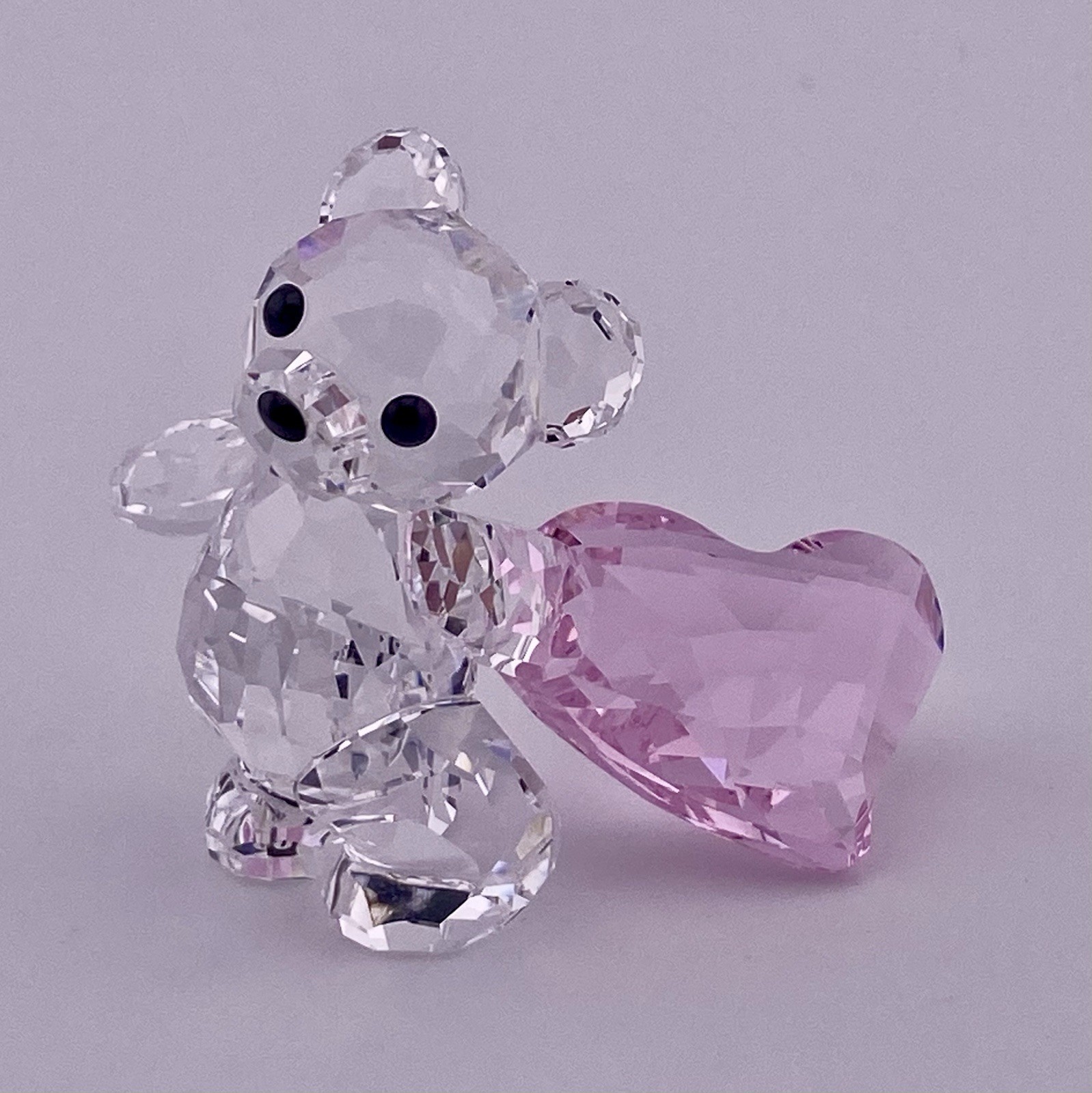 Swarovski Crystal Kris Bear WITH YOU Pink Heart Figurine, Swan Logo.