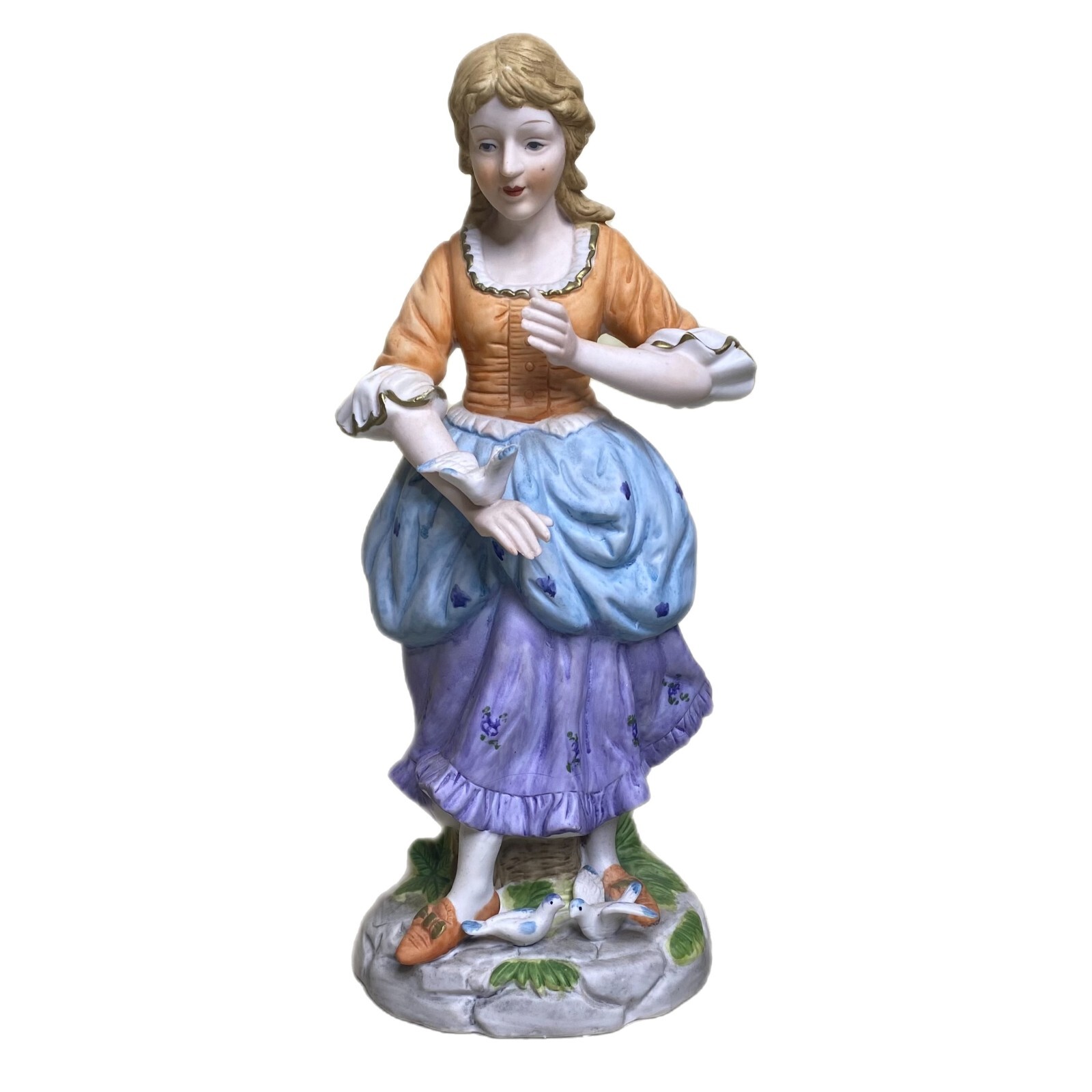 Vintage Figurine Young Lady with Birds Marked with “N” Crown Mark