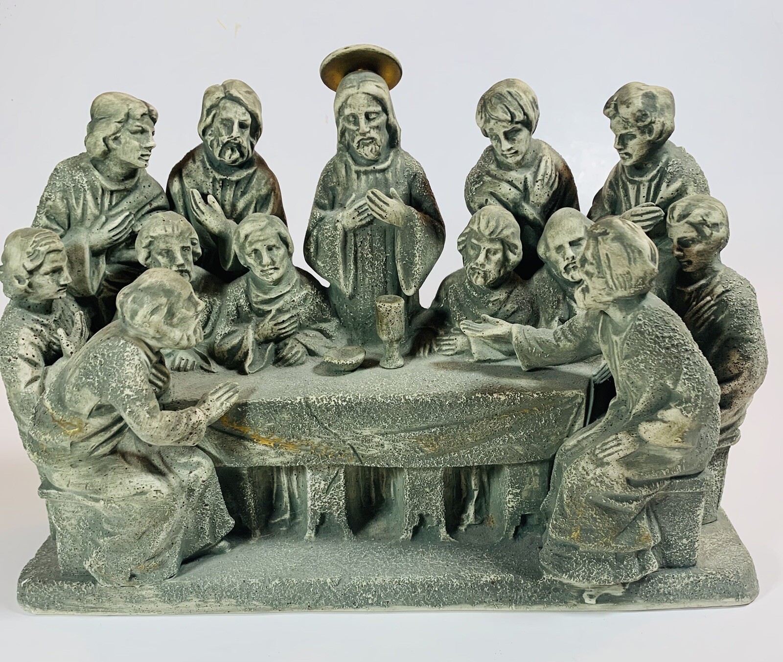 Napcoware Last Supper MCM Gray Green Jesus Disciples Religious Christian Vtg