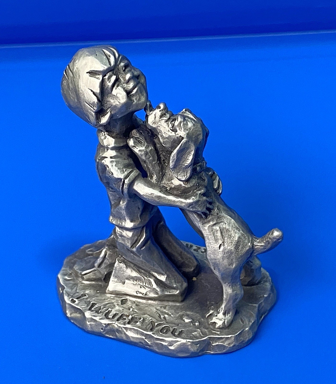 Little Gallery I Wuff You Boy with Puppy Dog Pewter 2.25″x1.75″ Figurine 1979