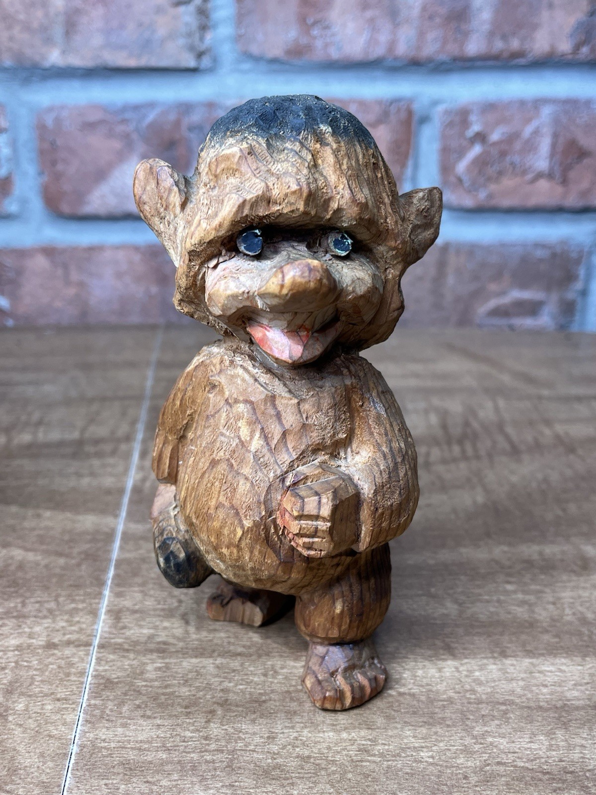 Hand Carved Wooden Troll 5” Vintage Figurine *BROKEN FOOT* Henning? Norwegian