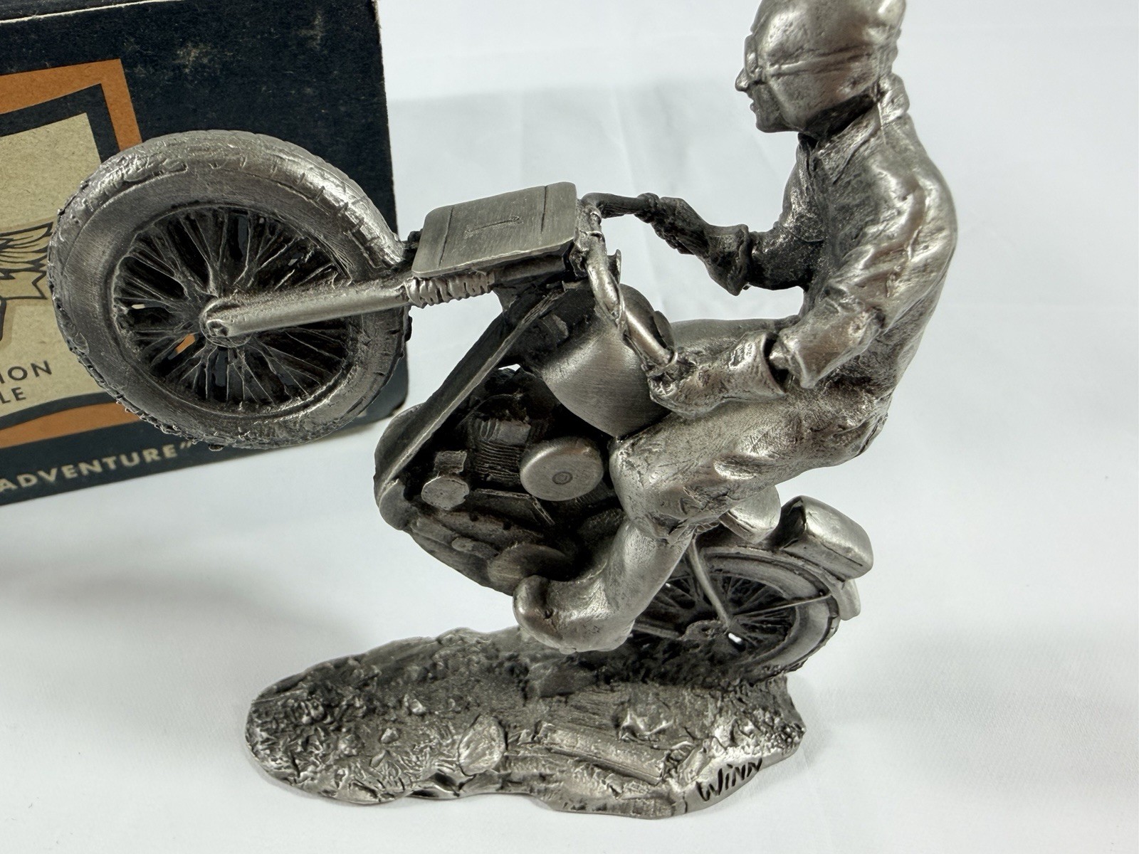 Harley-Davidson Limited Edition Pewter Motorcycle Rider Sculpture by Skip Winn