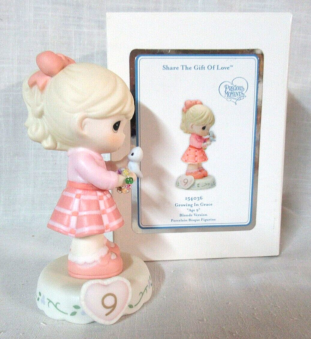 Precious Moments Growing In Grace Blonde Figurine ~ Age 9 ~ 154036