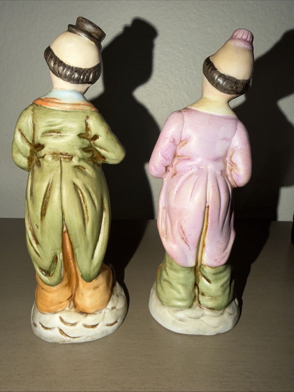 Set of 2 Unbranded Porcelain or Ceramic Bisque Clown Figurines Hobo Circus VTG