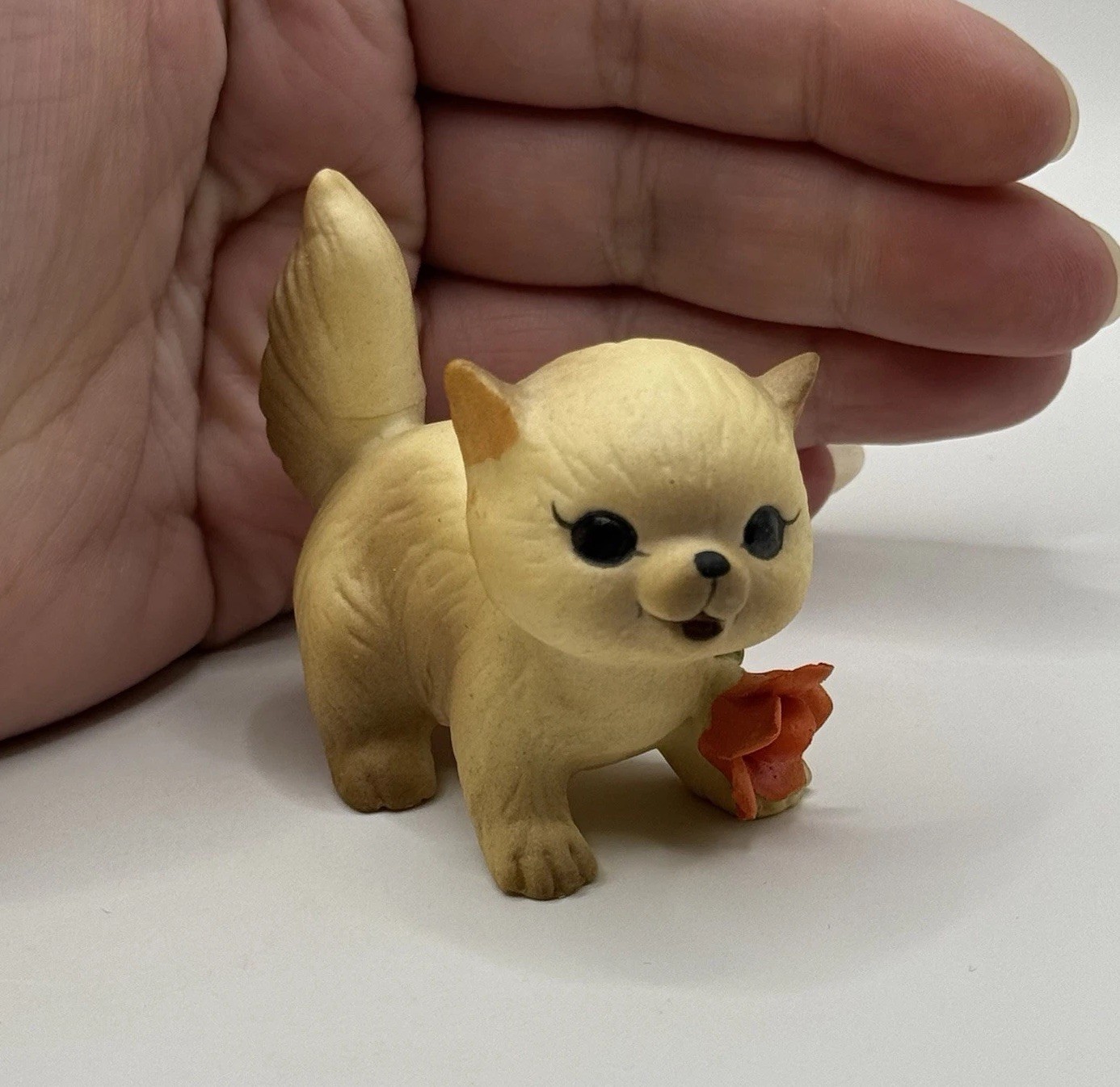 Vintage George Good Type Bisque Animated Cat Squirrel With Rose Figurine Trinket