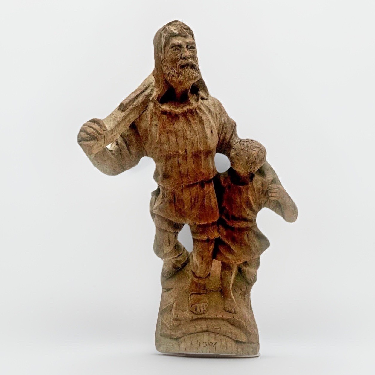 Vintage Hand Carved Wood Wilhelm Tell Figurine 8.5″ Swiss Folk Art Statue 1307