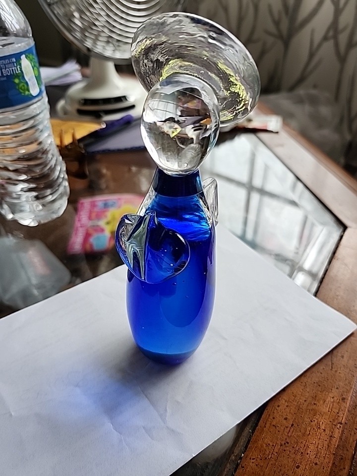 Cobalt Blue Angel/ Murano Figure Estate Find. Hand Blown glass