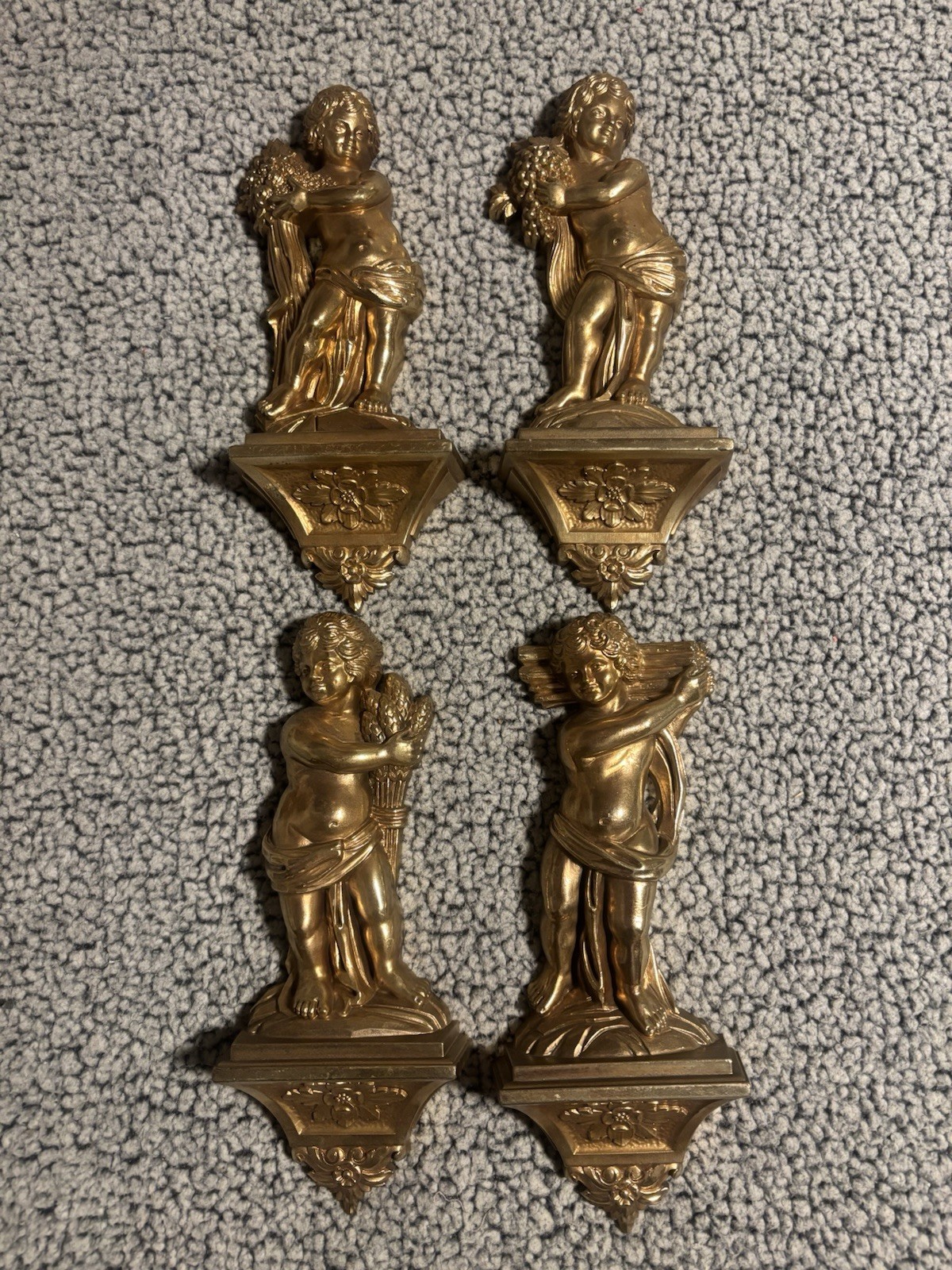 Vintage Syroco 4pc Italian Cherubs Wall Hanging Decor 7138 7139 7140 7141 USA