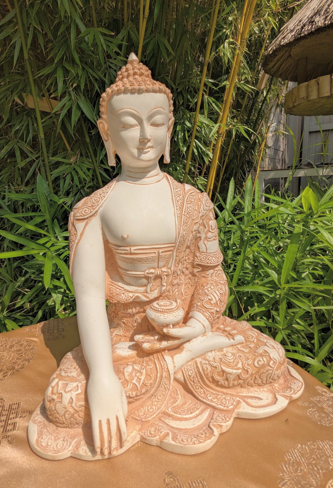 Large White Buddha Statue 34Cm, Beautiful Handcrafted! Nepal Tibet 4.3Kg