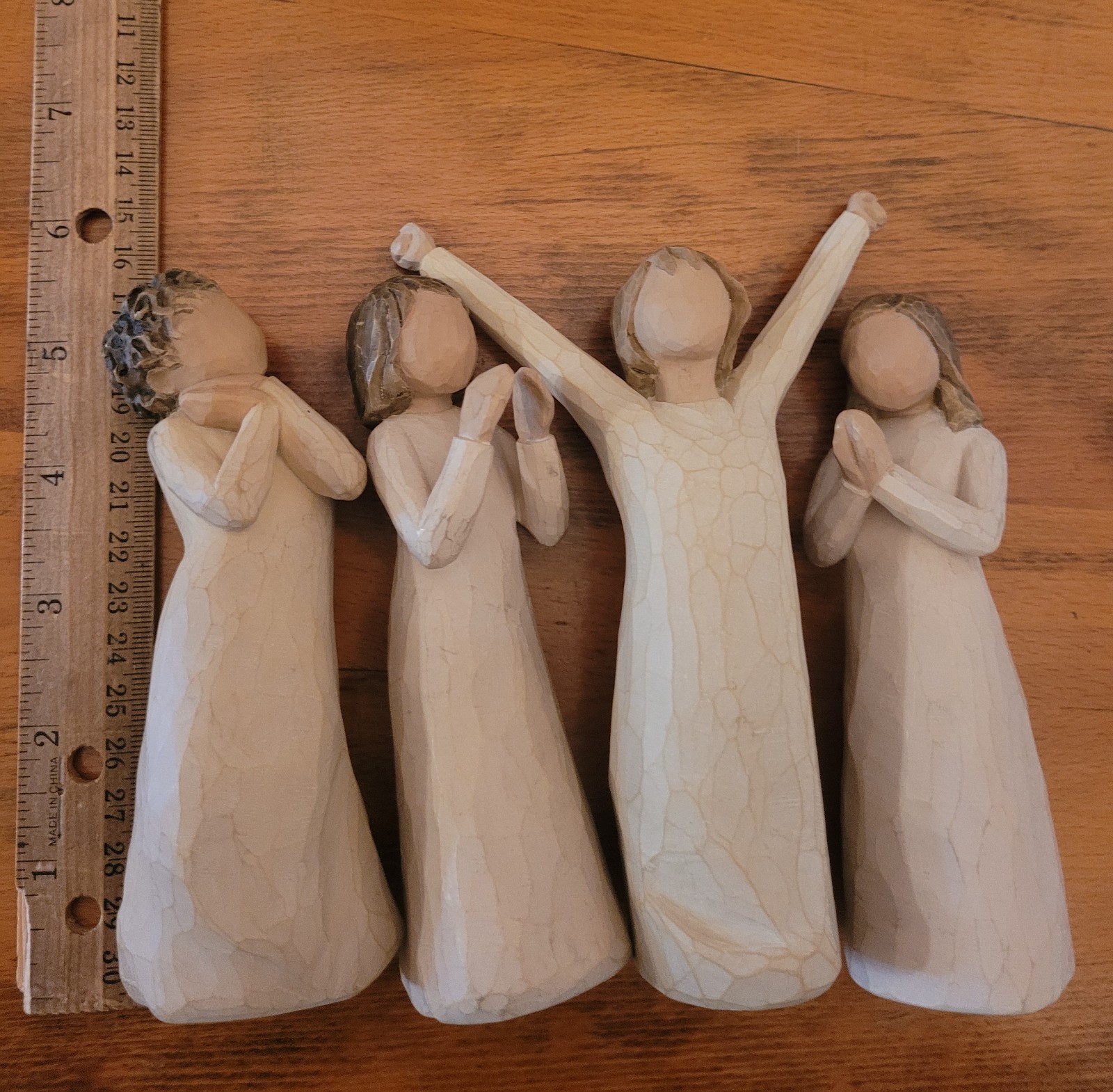 Set of 4 Willow Tree Figurines 2000-2009 Angel Love Courage Sisters by Heart-2