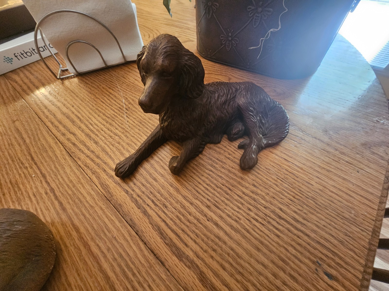 Vintage RED MILL Mfg Crushed Pecan Shell Resin Spaniel Puppy Figurine Made USA