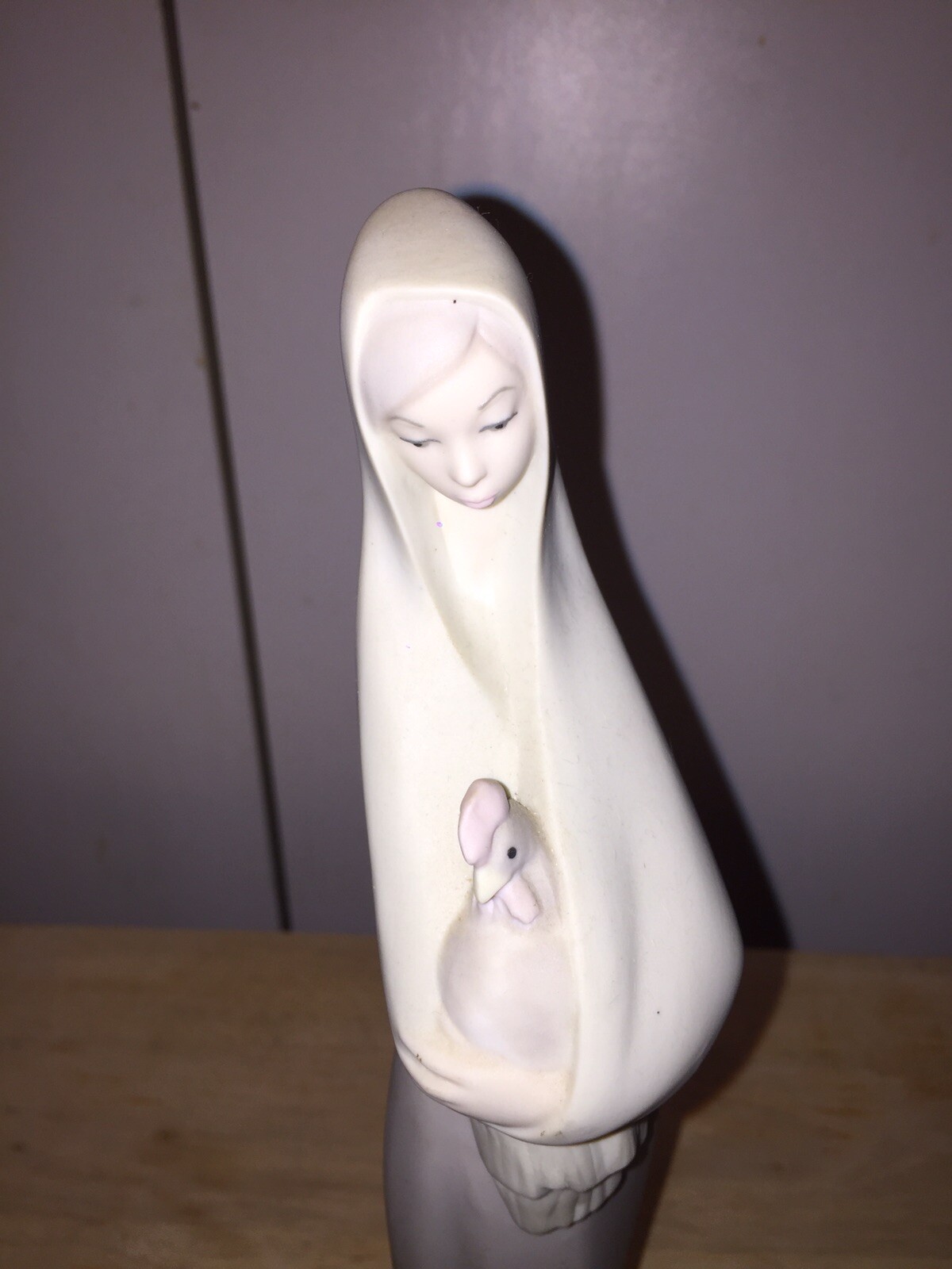 Vintage Lladro ? 11” Figurine Matte Glaze Woman Carrying Rooster Cock Made Spain