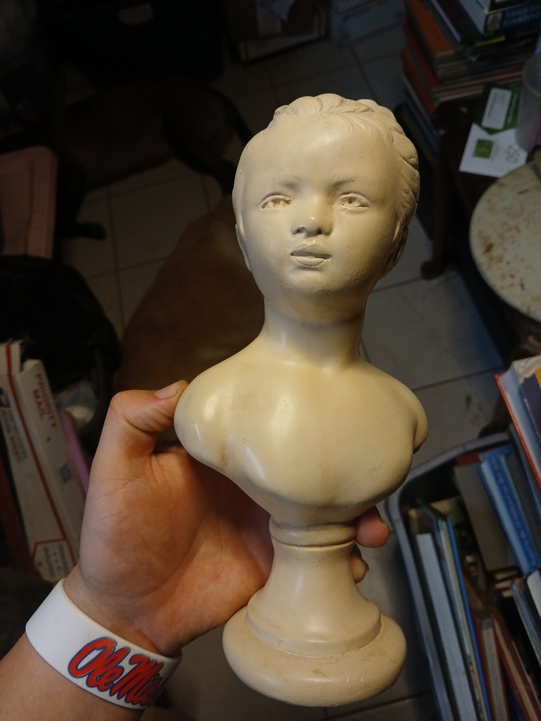 vintage bust sculpture, likely made of plaster or chalkware Healthy Young Woman