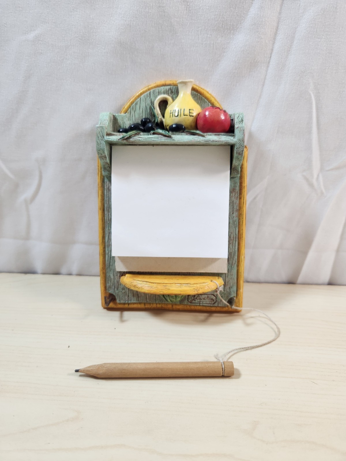Vintage J. Carlton Kitchen Hanging Decor Note Pad Pencil Key Hook Hand Painted