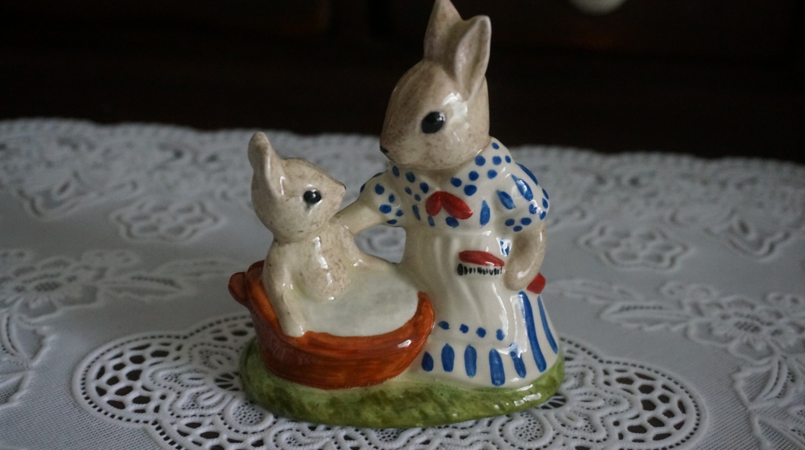 Vintage Acorn Figurine Rabbits signed by M. Mill , United Kingdom