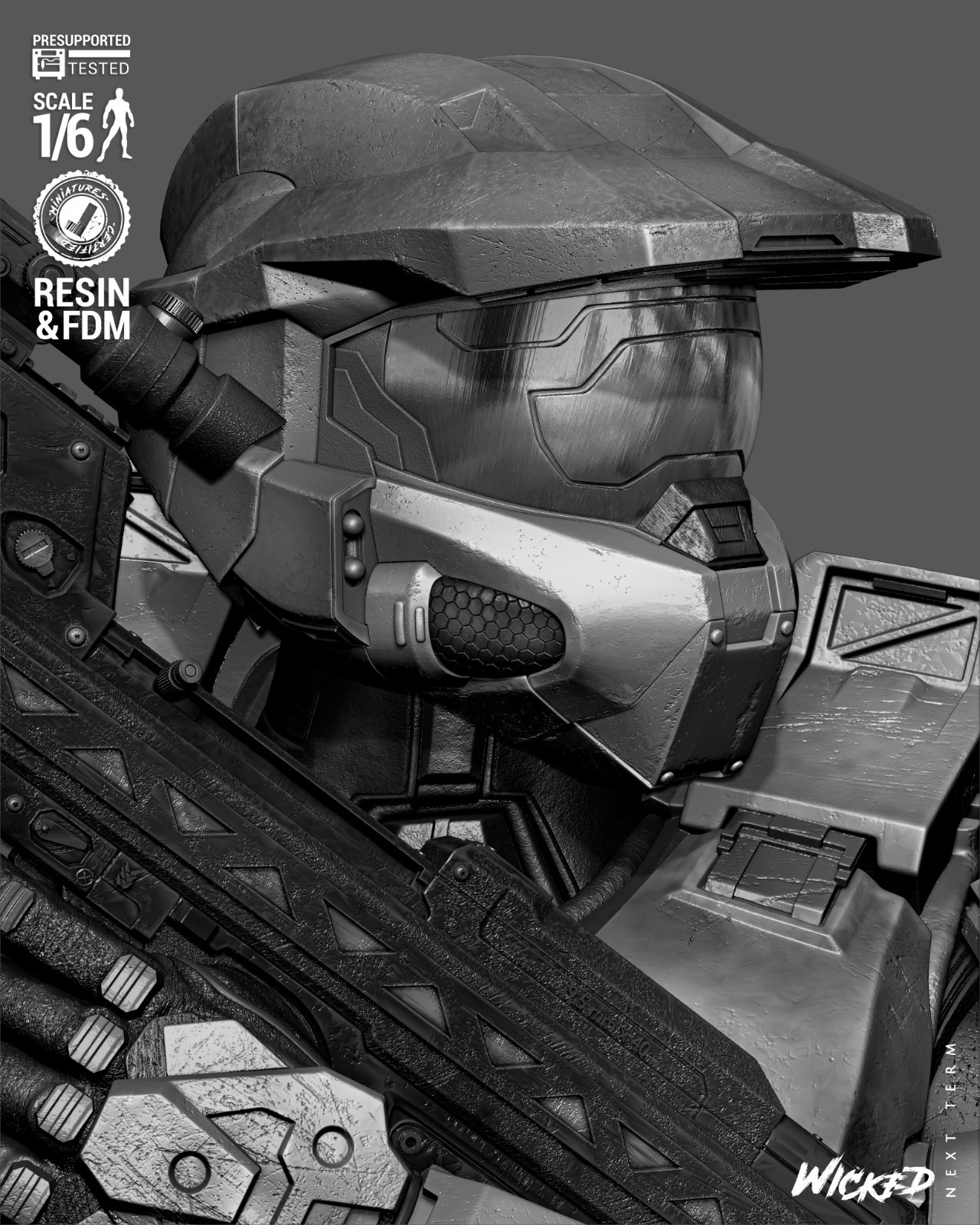 Master Chief – Halo 1/6 Scale Figure Statue 3D Print Model Kit Unpainted