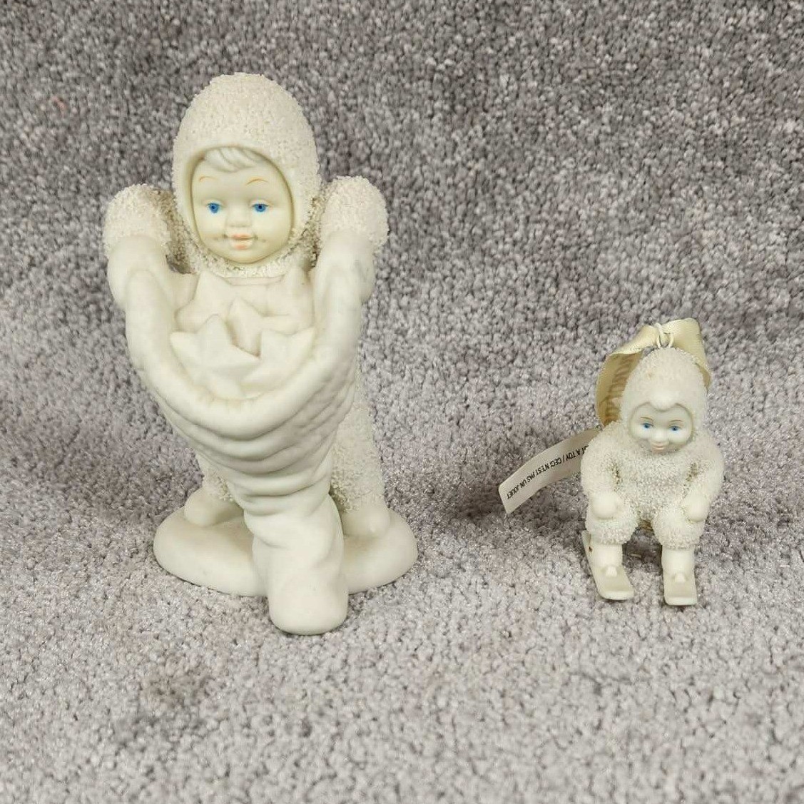 Department 56 Snowbabies Figurine Ornament White Star Skis Winter Set 2pc OS