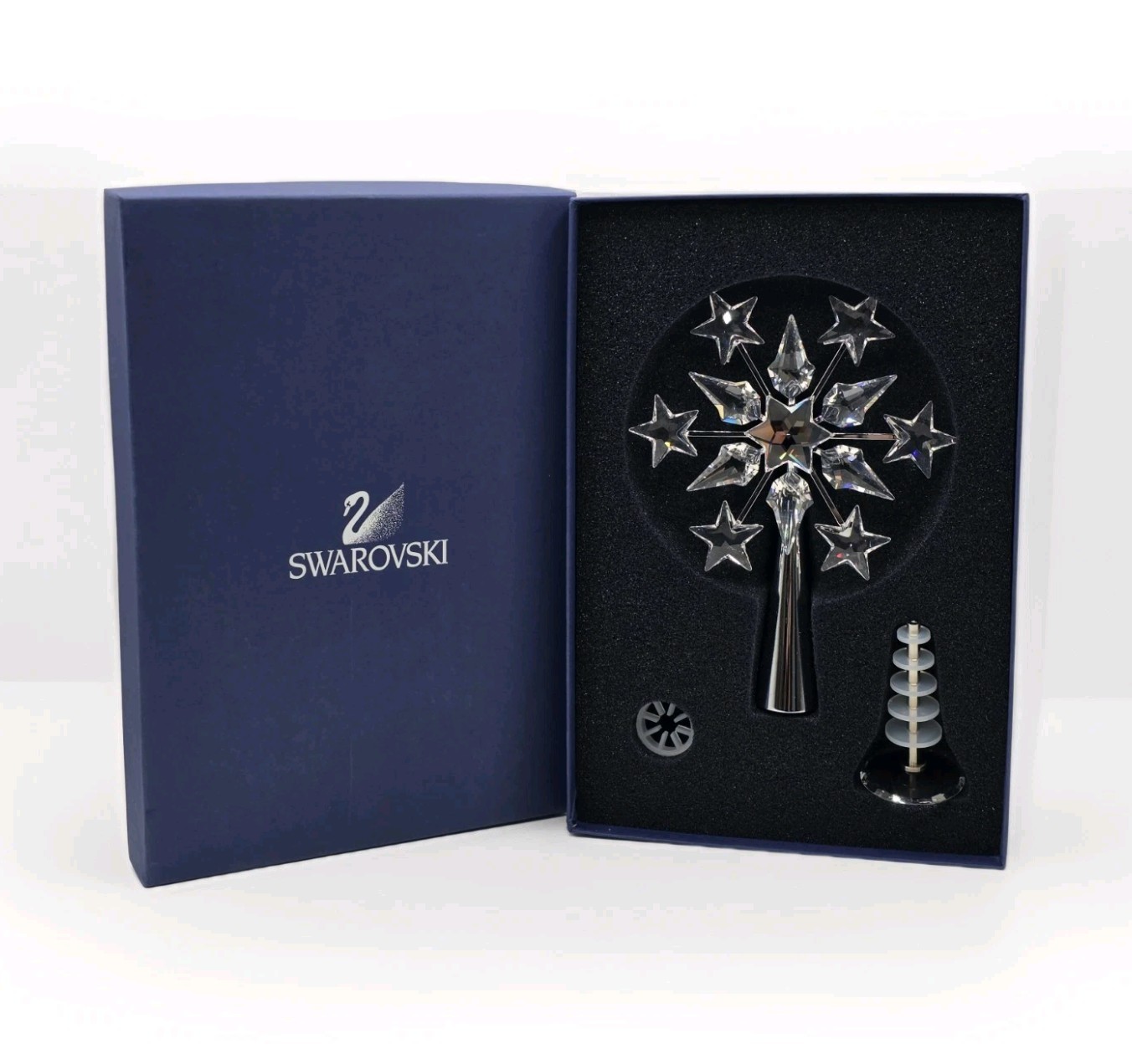 Swarovski Crystal Silver Chrome Plated Christmas Tree Topper 632784 Rare New
