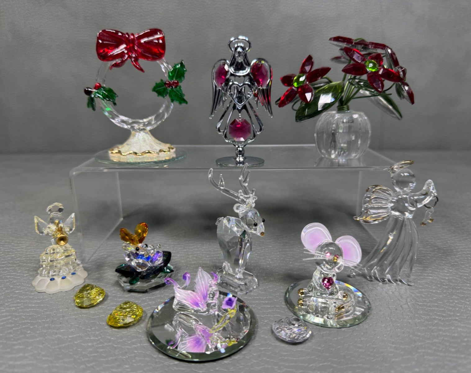 Collection of 9 Miniature Crystal Figurines