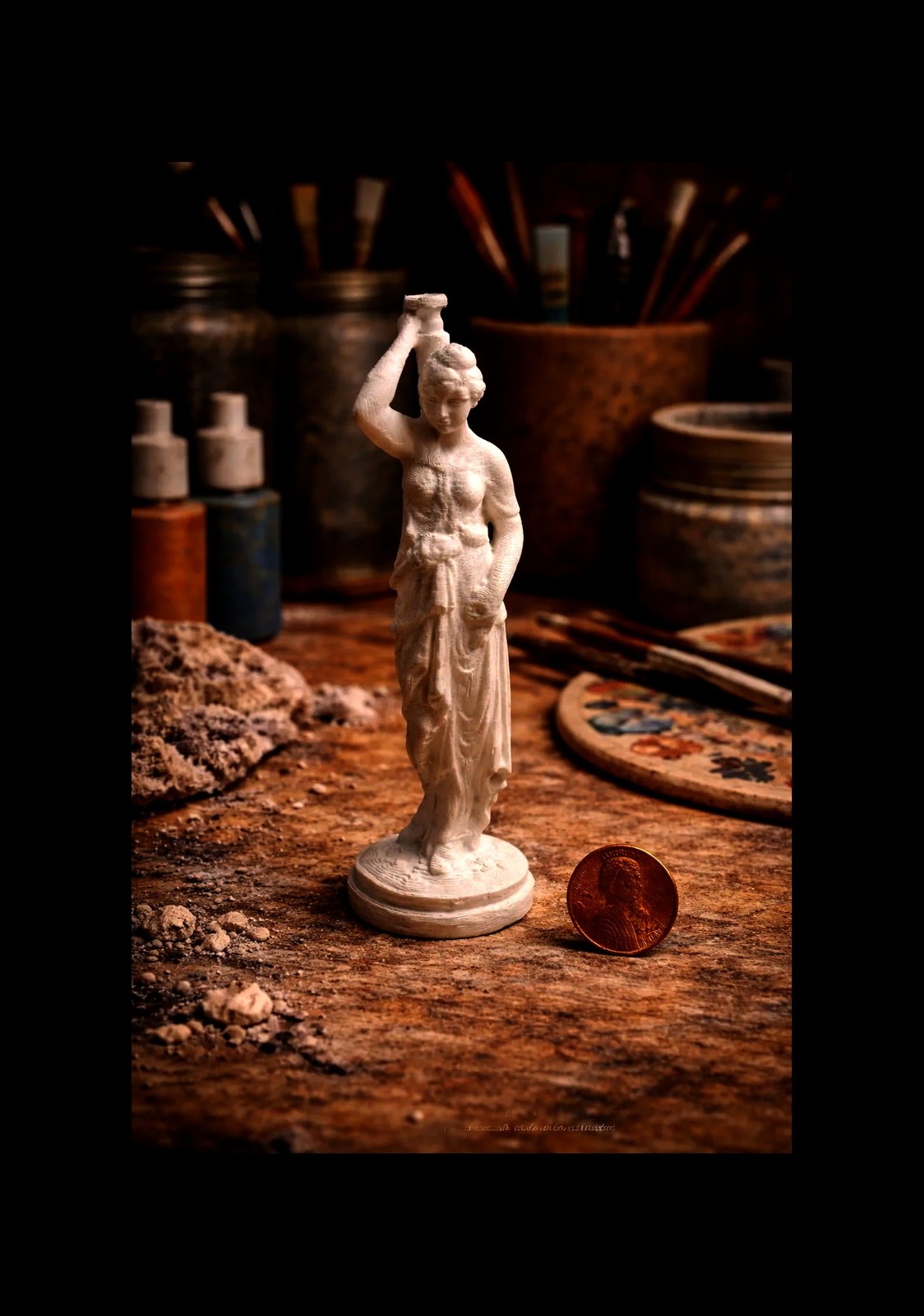 Statue Greek Water Bearer Mythology Dark Academia Matte White Resin