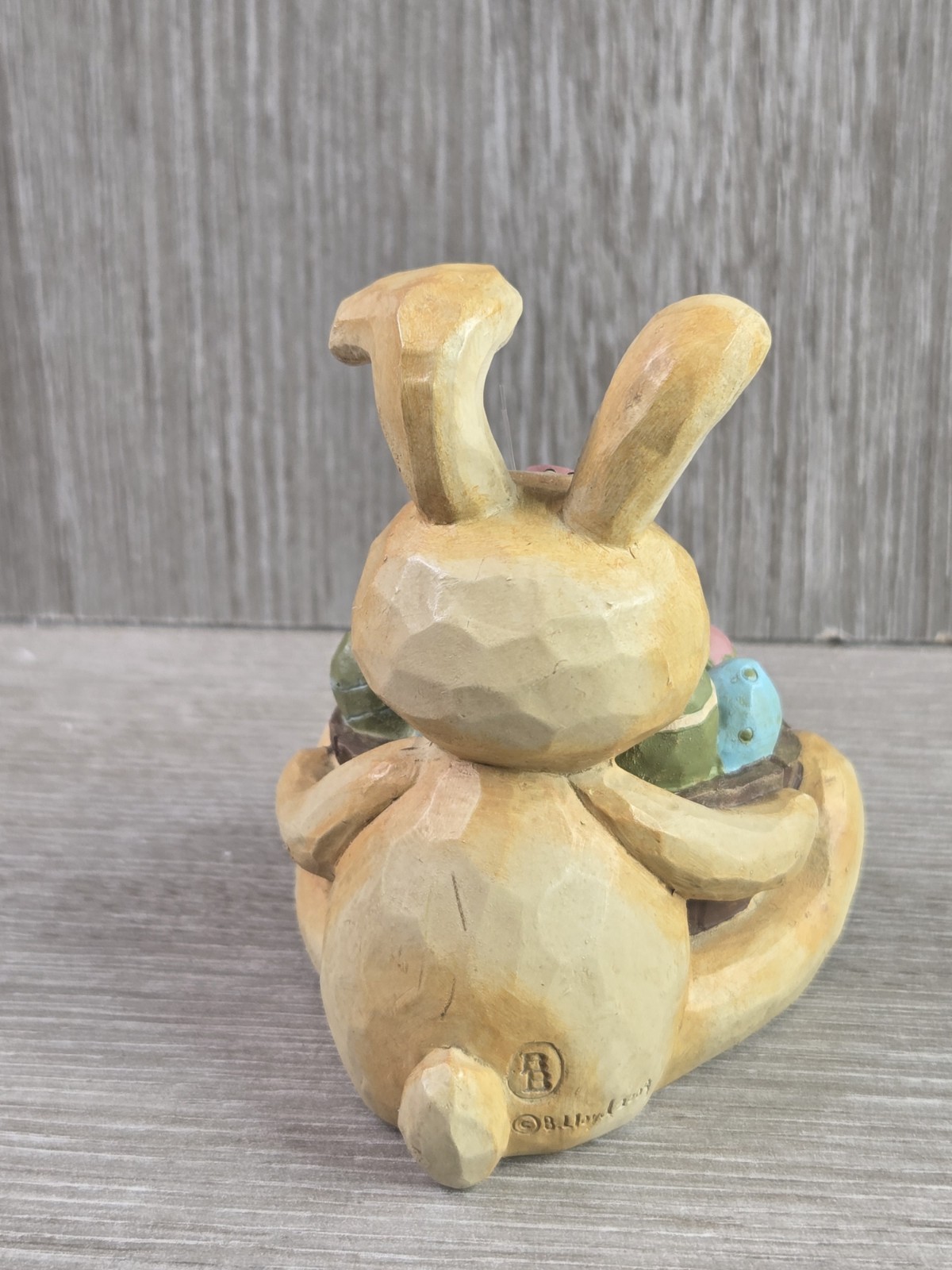 Vtg Blossom Bucket Easter Egg Bunny & Chick Birdbath Figurine Set B Lloyd