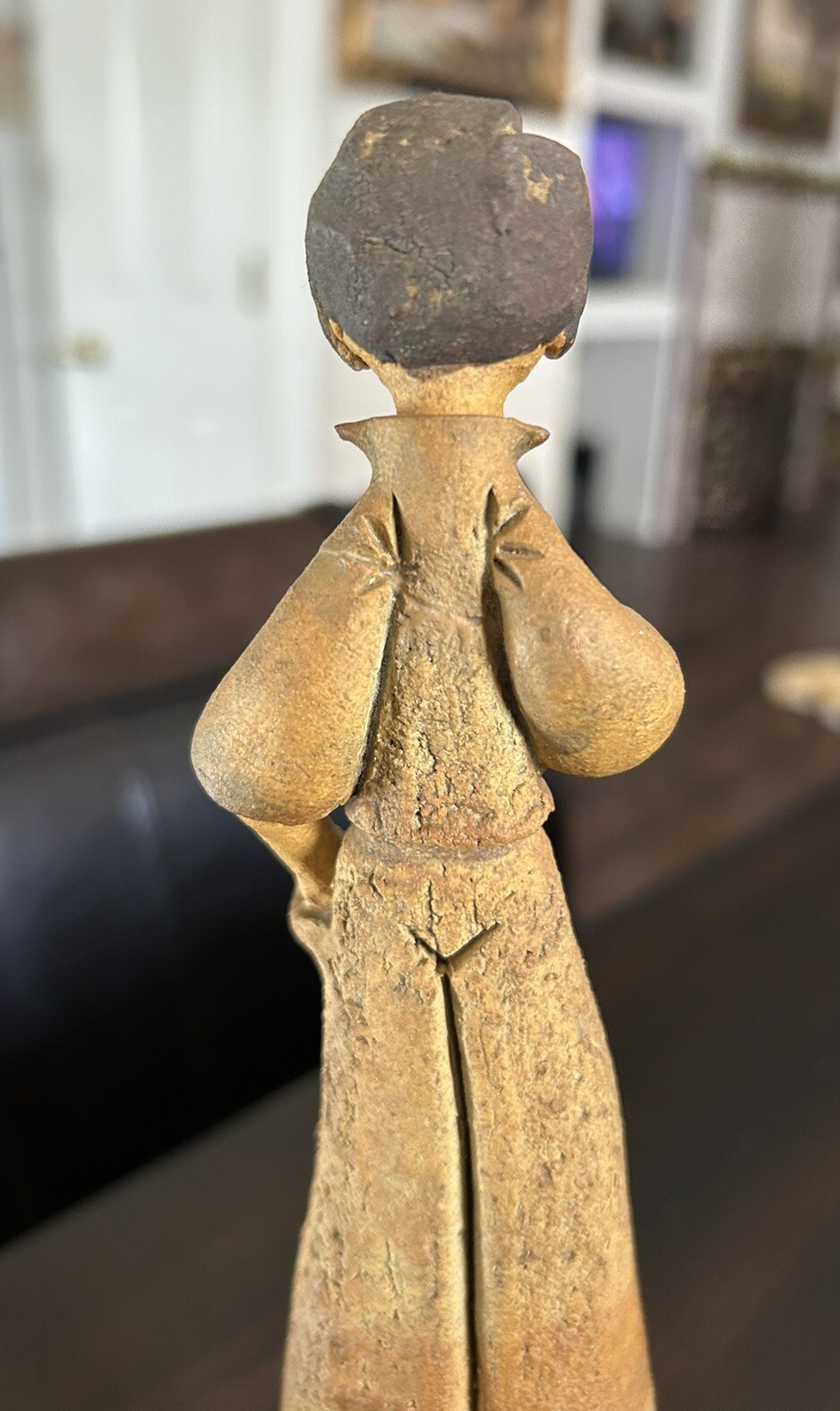 1960s – 70s Folk Art Clay Sculpture Joint Smoking Bell Bottoms Peace Hippie