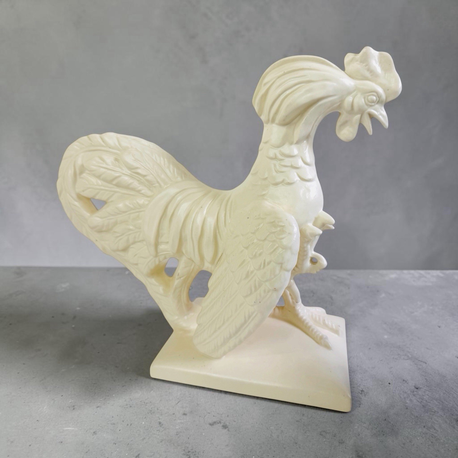 Vintage Rooster Rare (E&R) Porcelain Ivory Figurine Made Czechoslovakia 1986