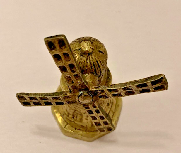 Vintage Brass Windmill MCM Vanity Figurine Table Decor Mini 2″ Retro Rustic