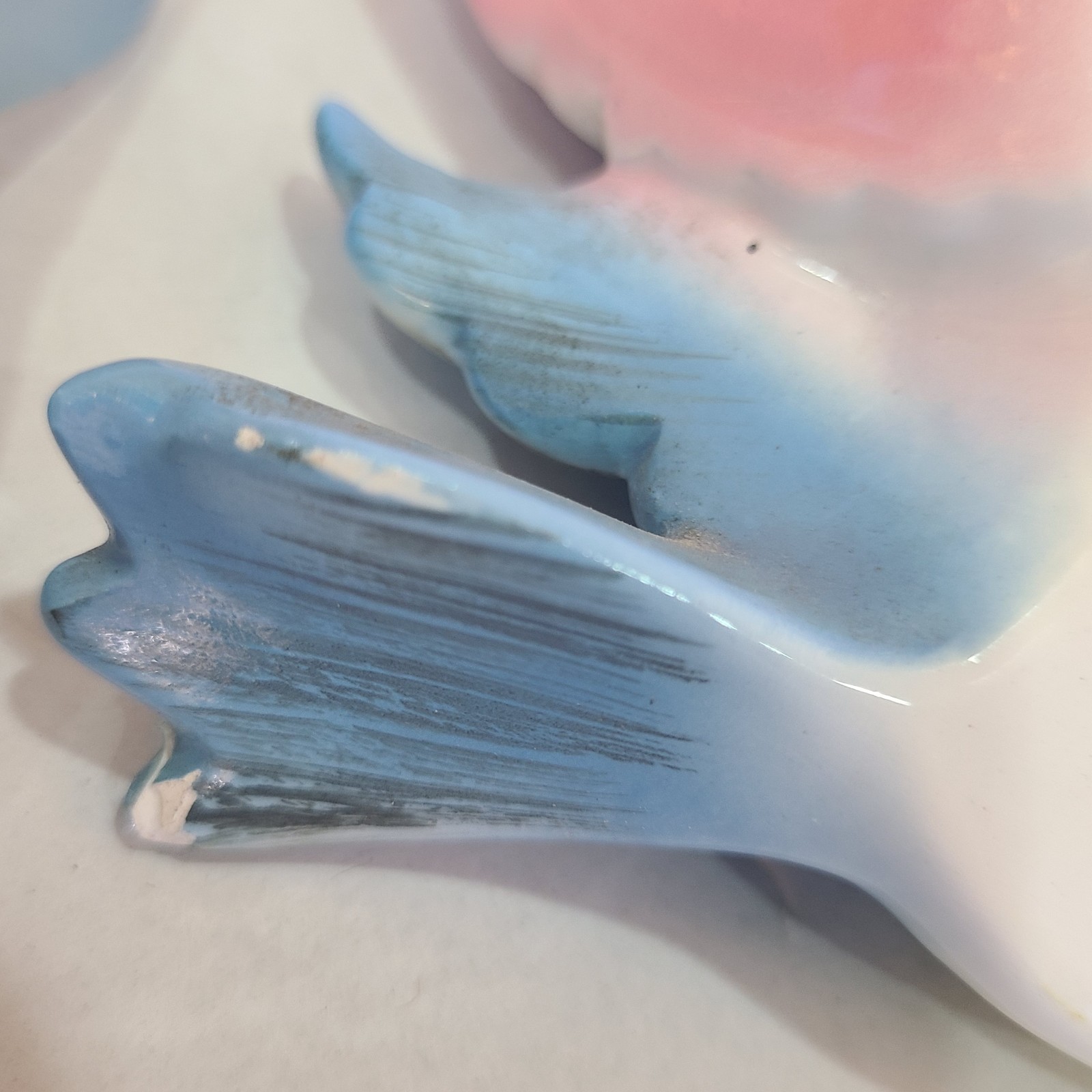 Pair Lefton Bluebird Wall Pockets #283 Mr. & Mrs. Bird Pink & Blue Top Hat -Read