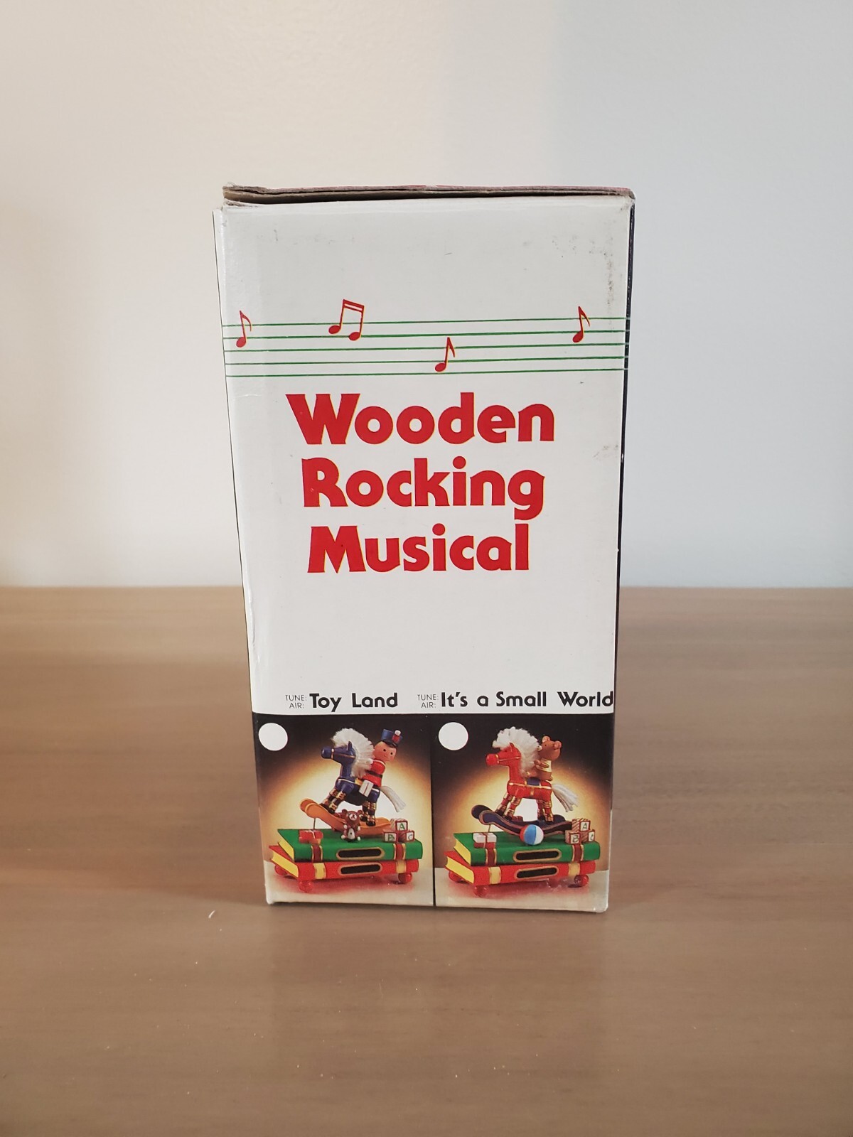 Wooden Motion Rocking Horse Figurine Music Box Plays School Days With Boy